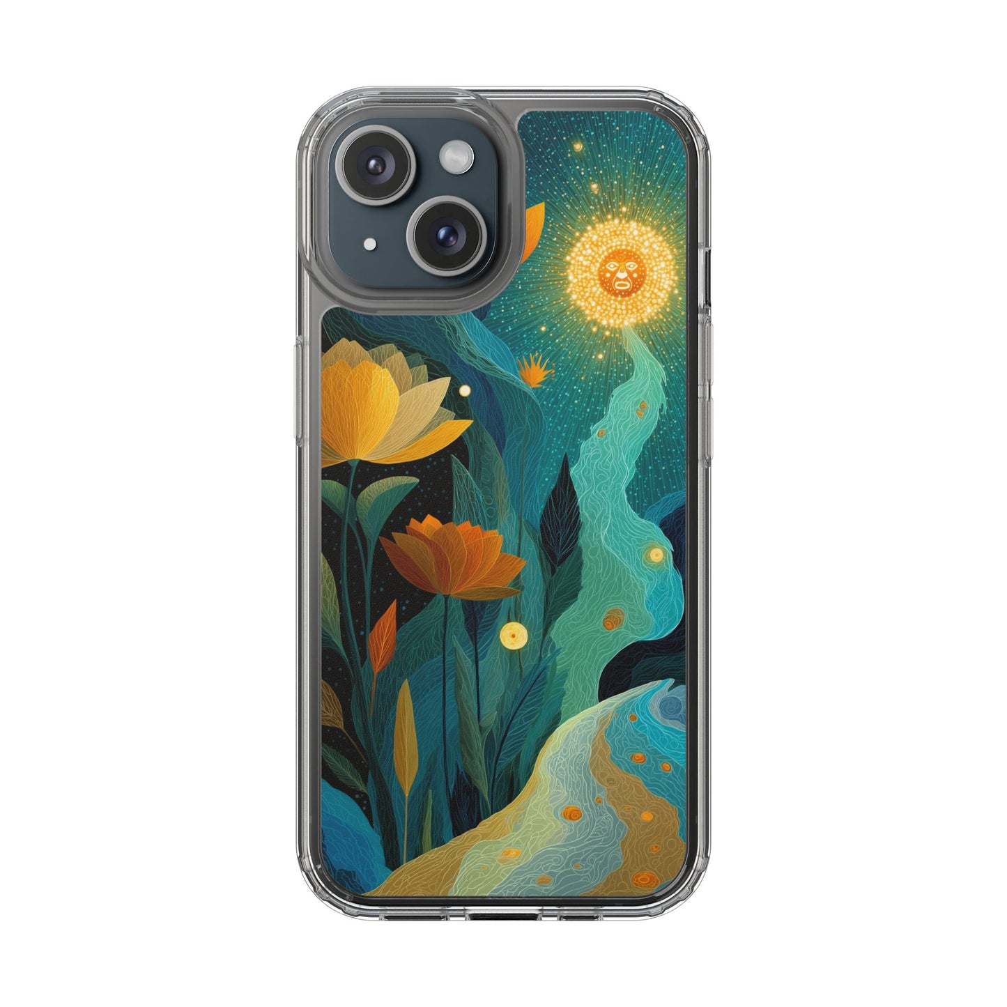 Deep Radiant Nature - Clear iPhone Case with Floral Design