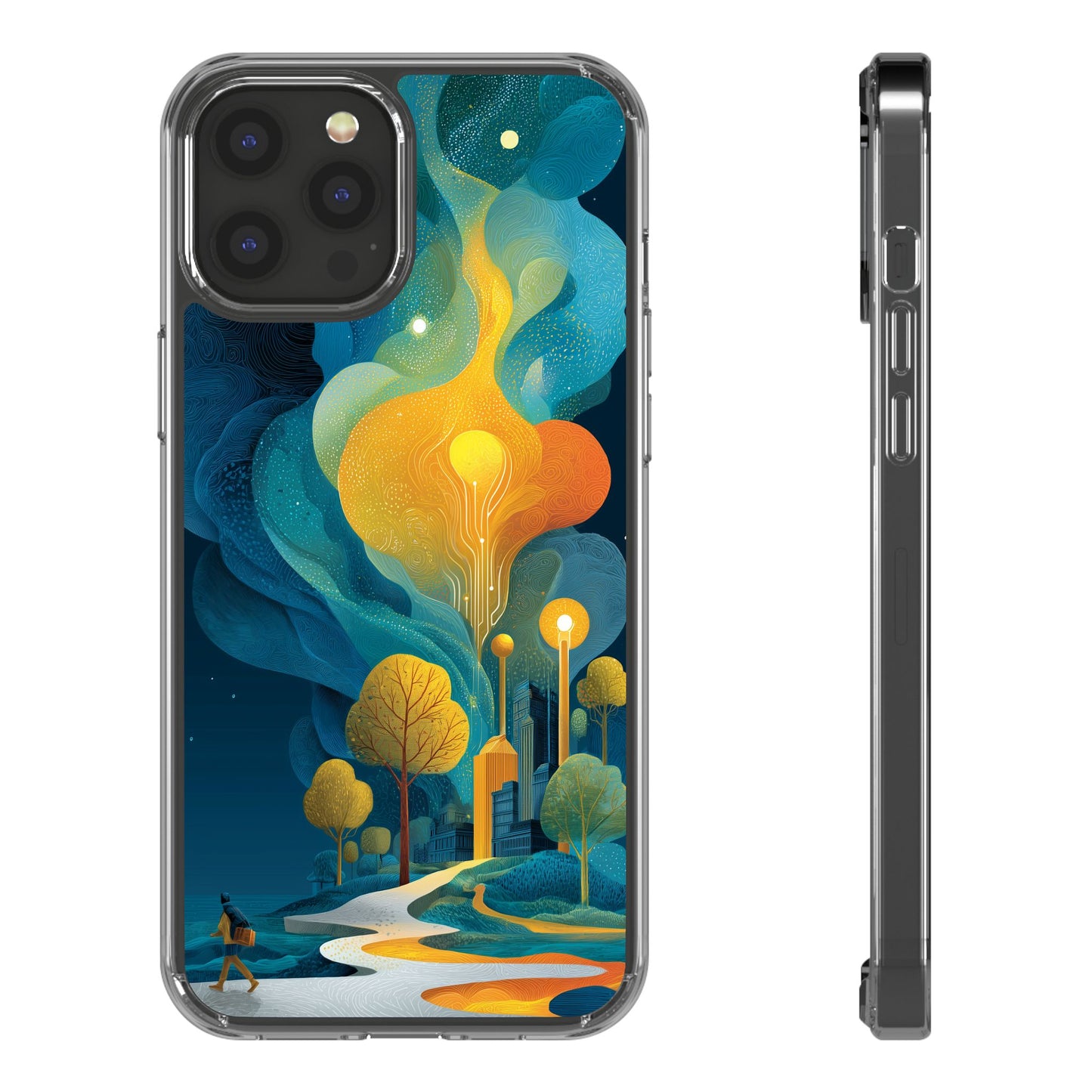 Electric City Forest Phone Case – Glowing Urban Jungle with Vibrant Nature Fusion