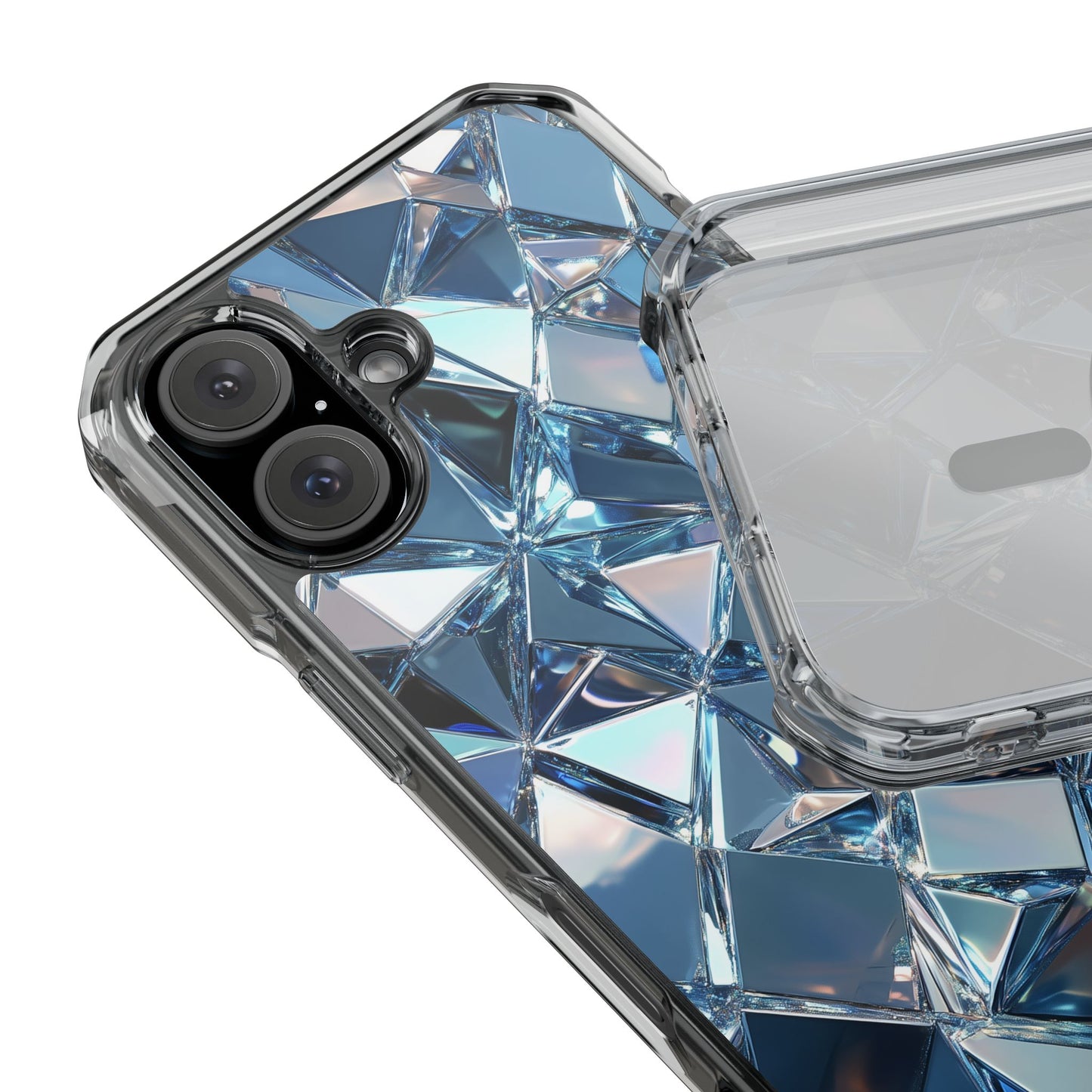 Iridescent Blue Chrome Diamond Magnetic iPhone Case