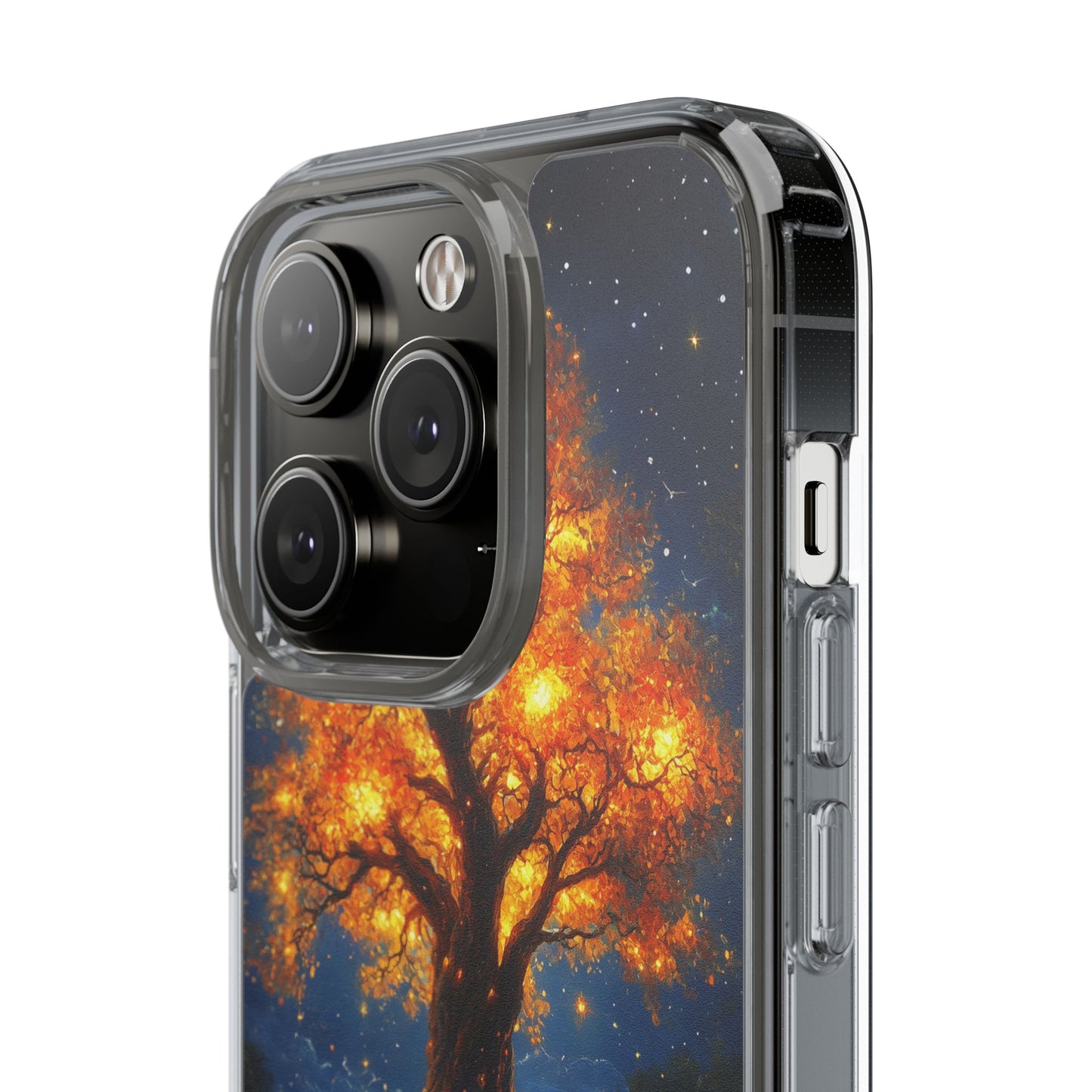 Nocturnal Illumination Tree Phone Case - Clear iPhone Cover with Glowing Autumn Design