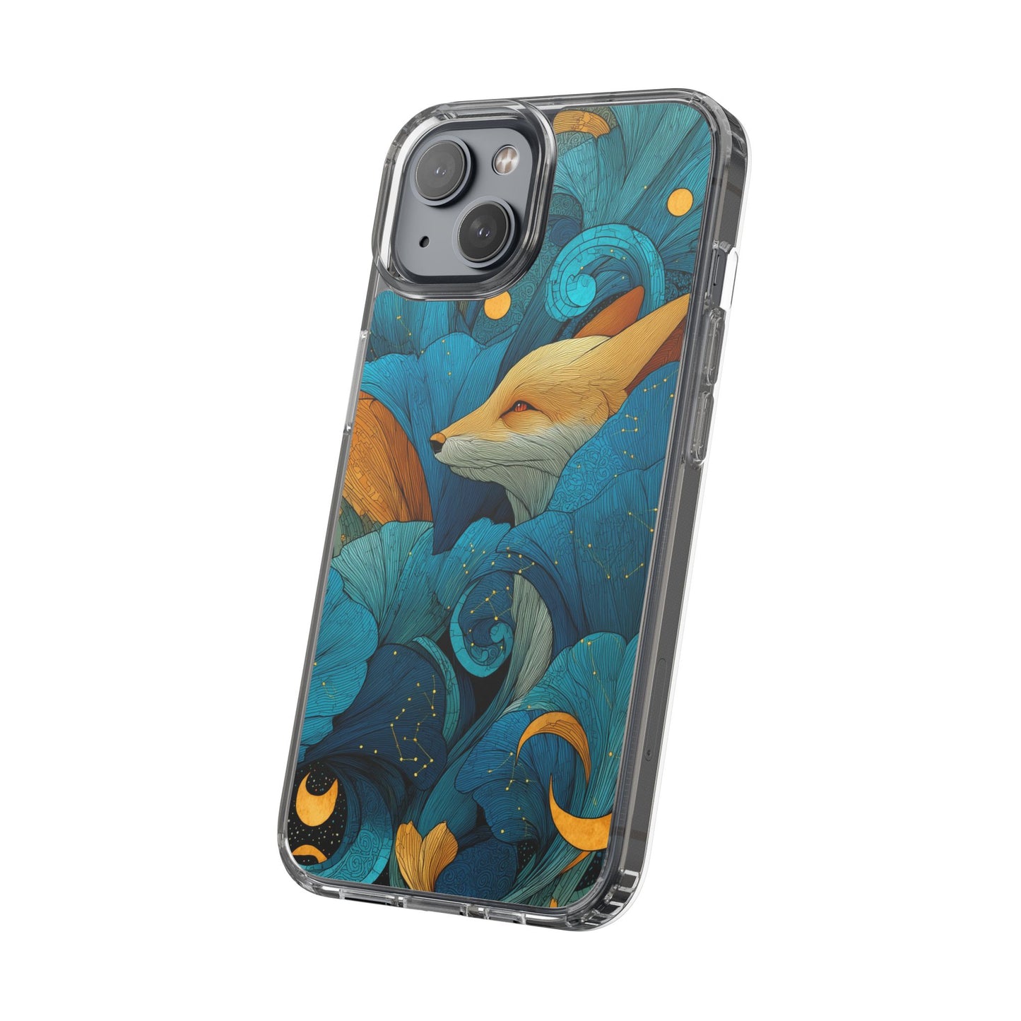 Vibrant Fox Clear Phone Case - Boho Floral iPhone Cover Nature Inspired Gift