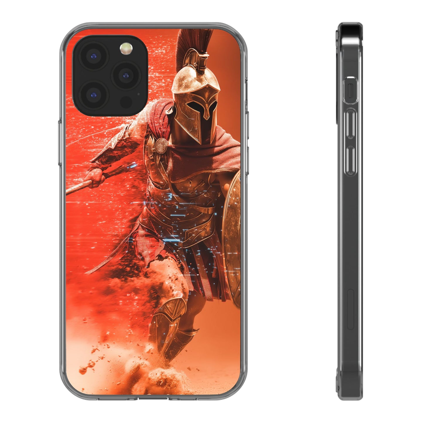 Spartan "Big Duster" Warrior Clear Phone Case - Unique Design for Protection & Style