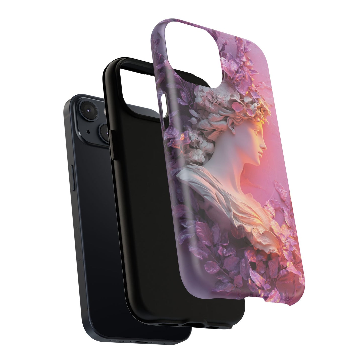 Elegant Floral Tough Magnetic Case for iPhone - Aesthetic Protection