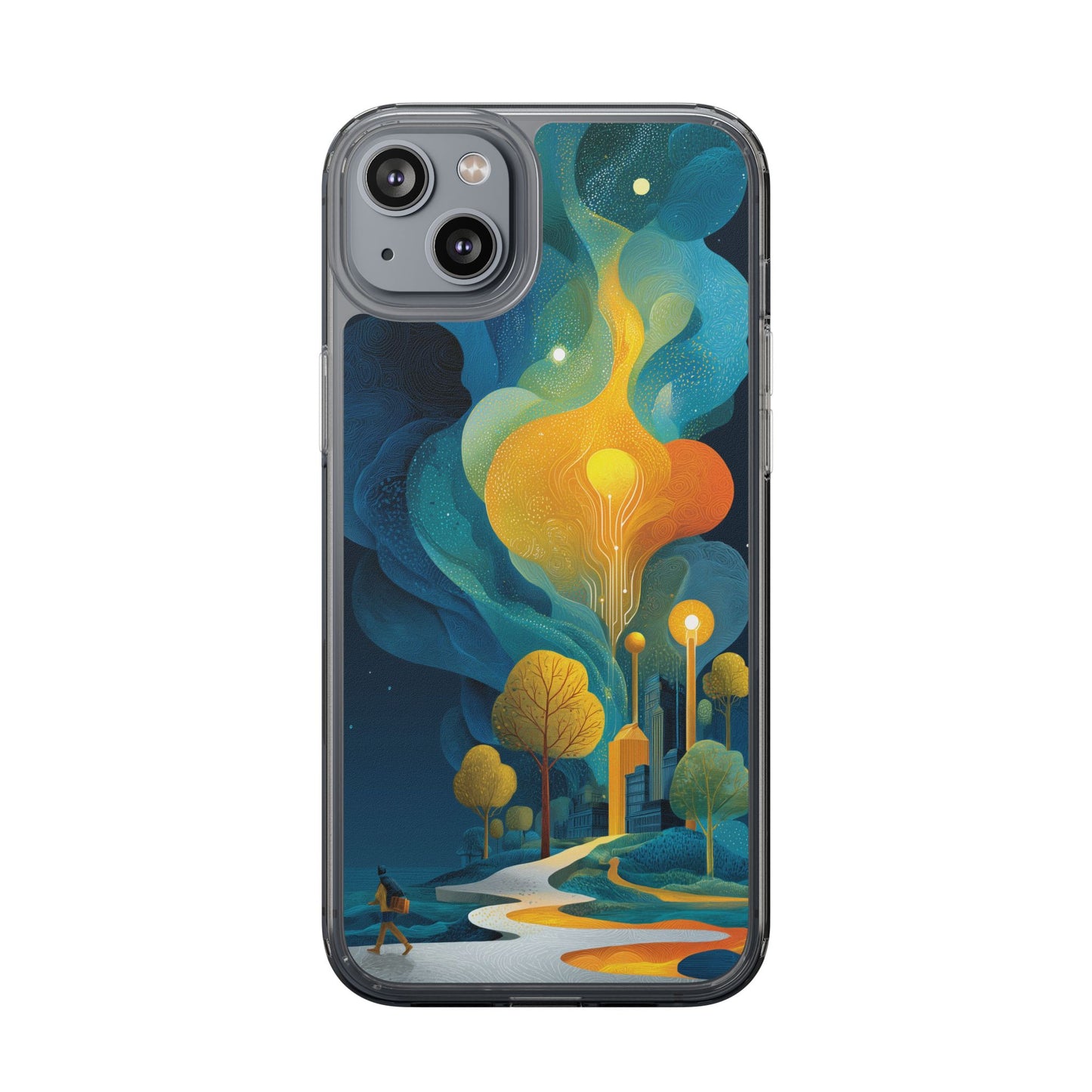 Electric City Forest Phone Case – Glowing Urban Jungle with Vibrant Nature Fusion
