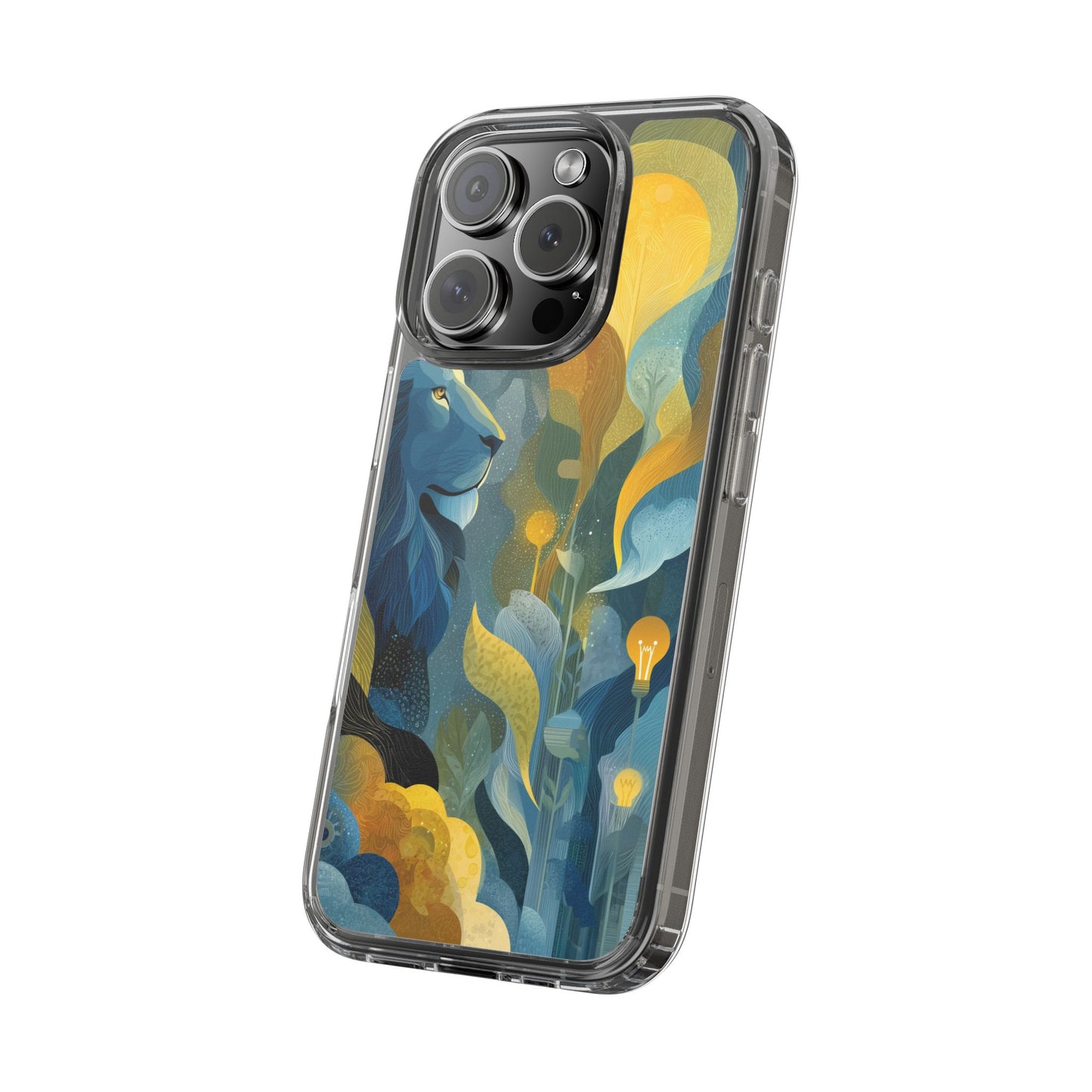 Artistic Lion Design Clear Phone Case | Nature-Inspired Protection for Animal Lovers