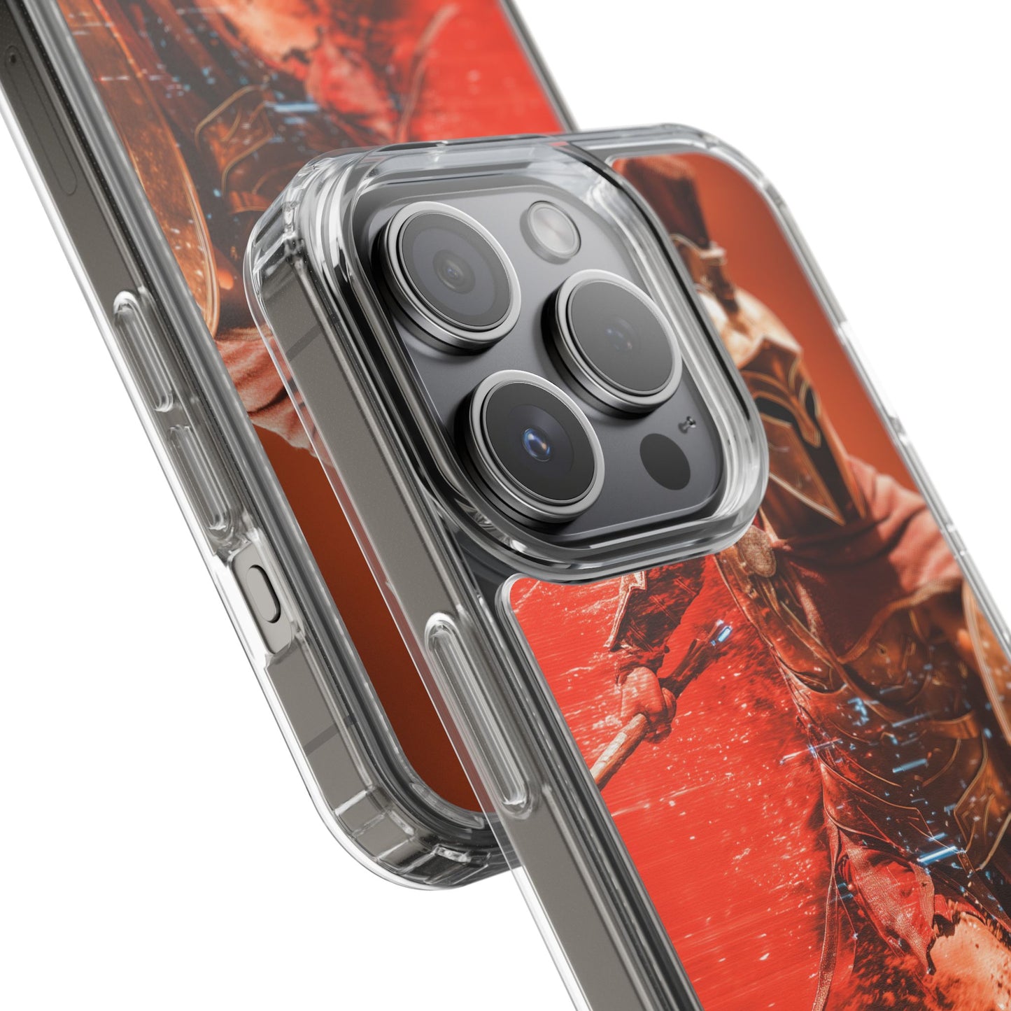 Spartan "Big Duster" Warrior Clear Phone Case - Unique Design for Protection & Style