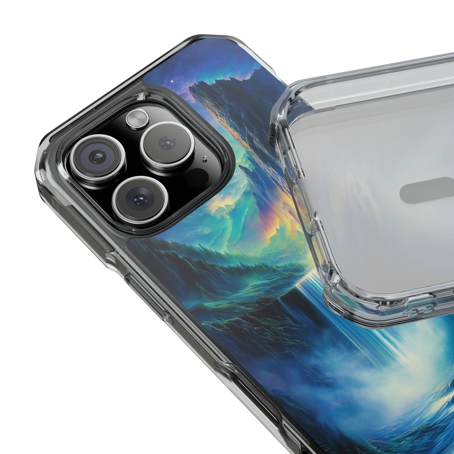 Cascading Aurora Waterfall Magnetic Clear Impact iPhone Case