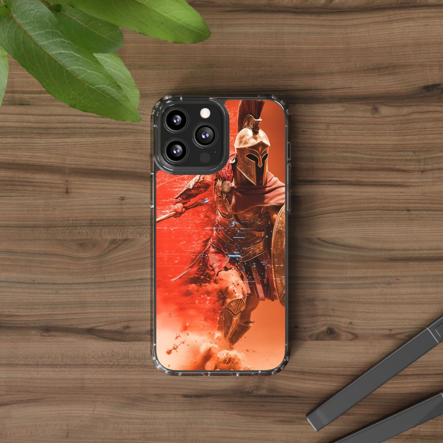 Spartan "Big Duster" Warrior Clear Phone Case - Unique Design for Protection & Style