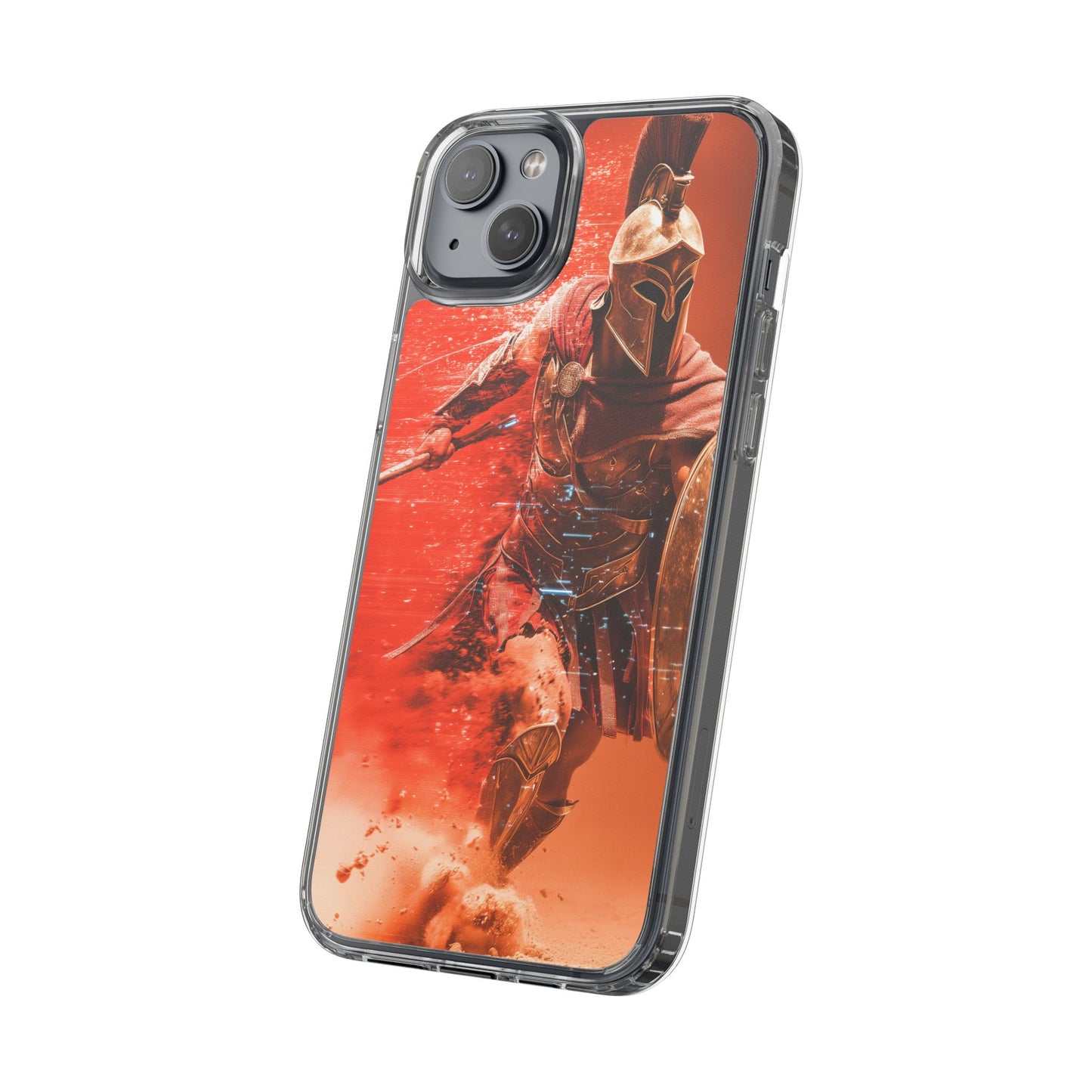 Spartan "Big Duster" Warrior Clear Phone Case - Unique Design for Protection & Style