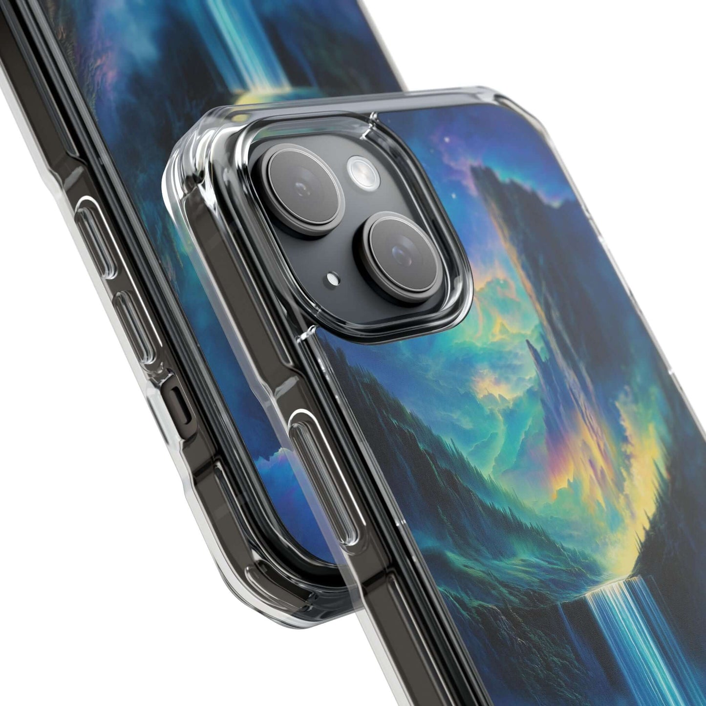 Cascading Aurora Waterfall Magnetic Clear Impact iPhone Case