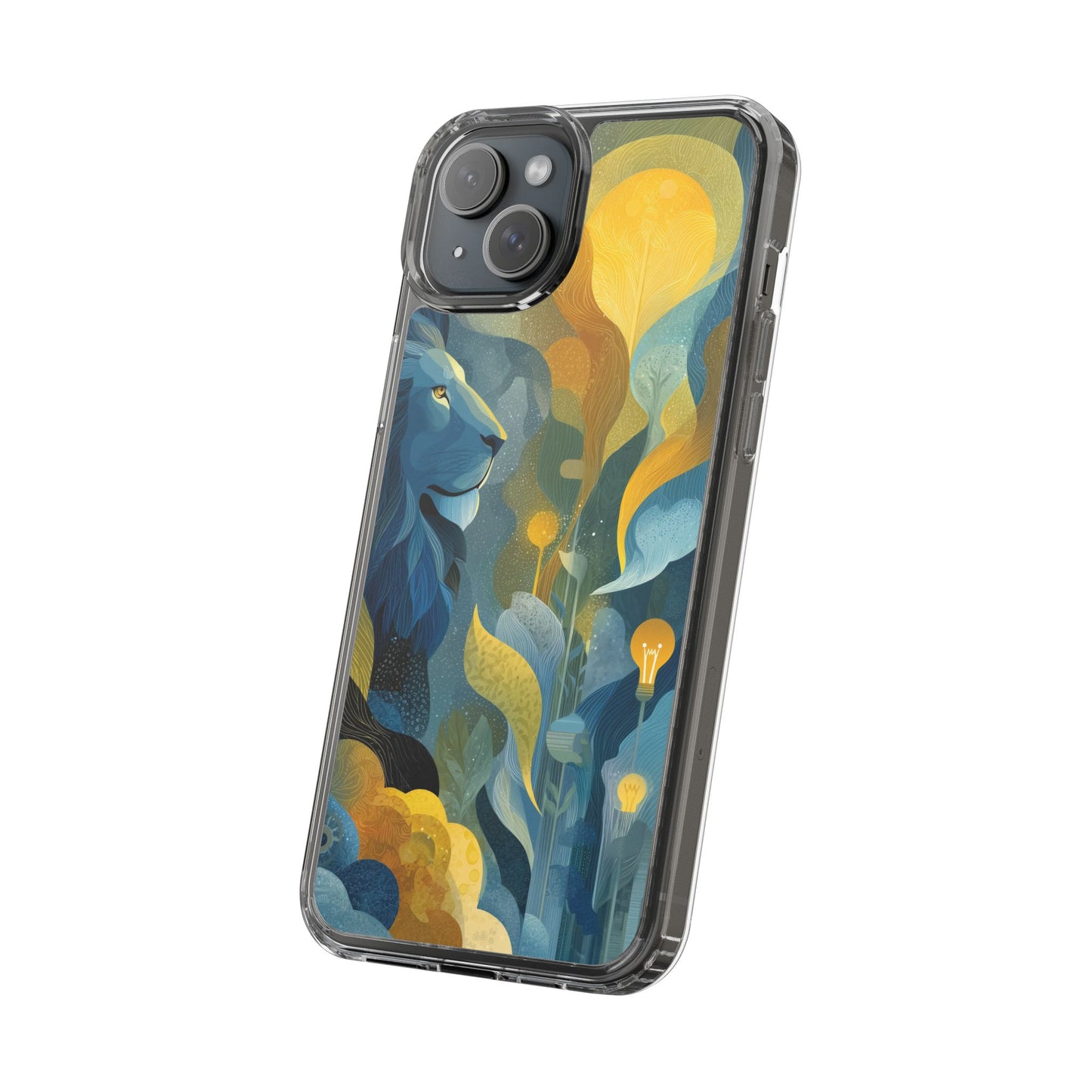 Artistic Lion Design Clear Phone Case | Nature-Inspired Protection for Animal Lovers
