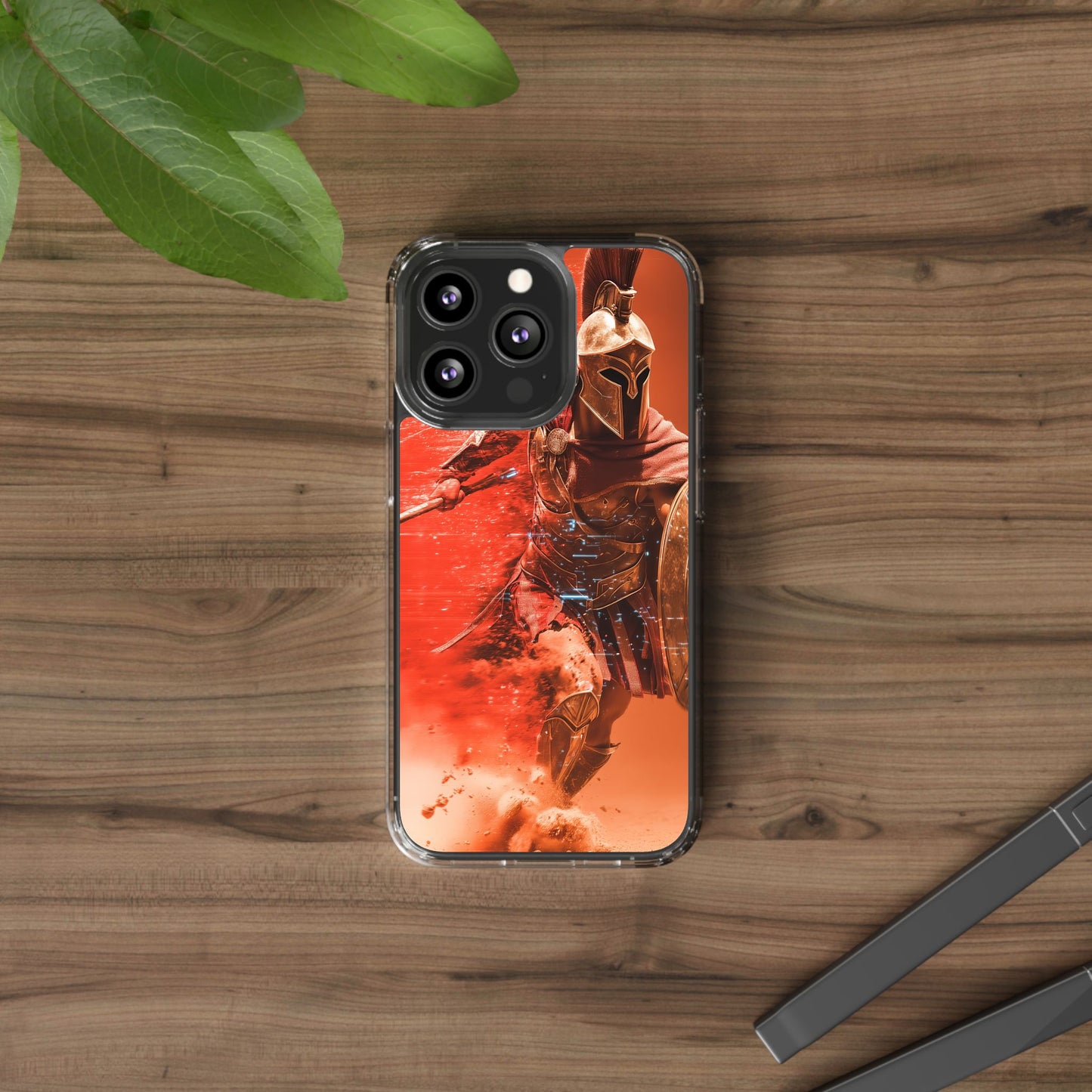 Spartan "Big Duster" Warrior Clear Phone Case - Unique Design for Protection & Style