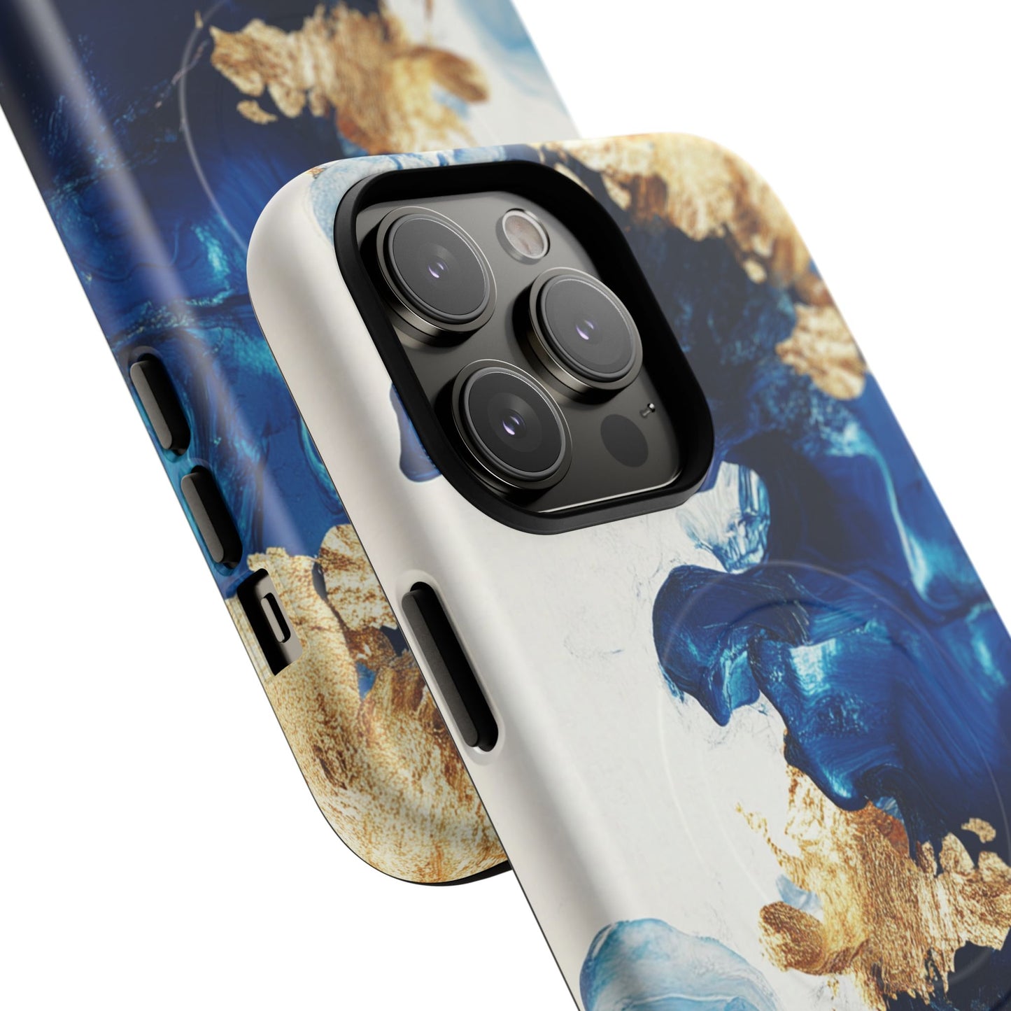 Stylish Tough Magnetic Phone Case – Durable & Chic Golden Blue Design for Smartphone Protection