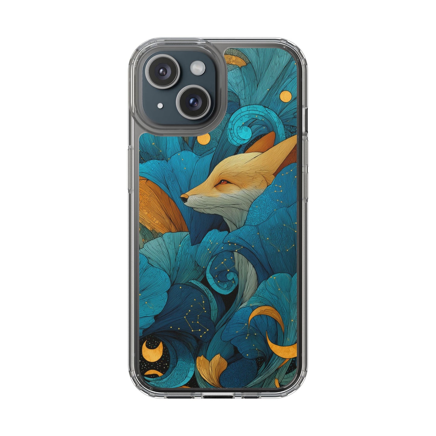 Vibrant Fox Clear Phone Case - Boho Floral iPhone Cover Nature Inspired Gift