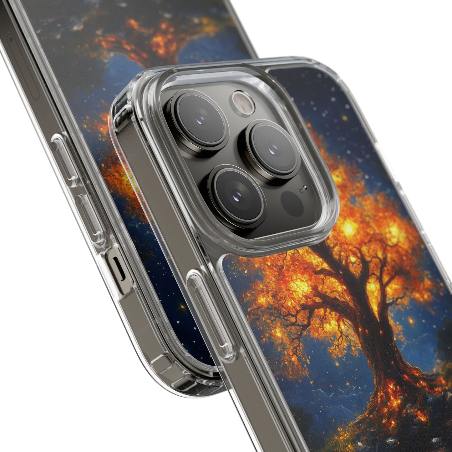 Nocturnal Illumination Tree Phone Case - Clear iPhone Cover with Glowing Autumn Design