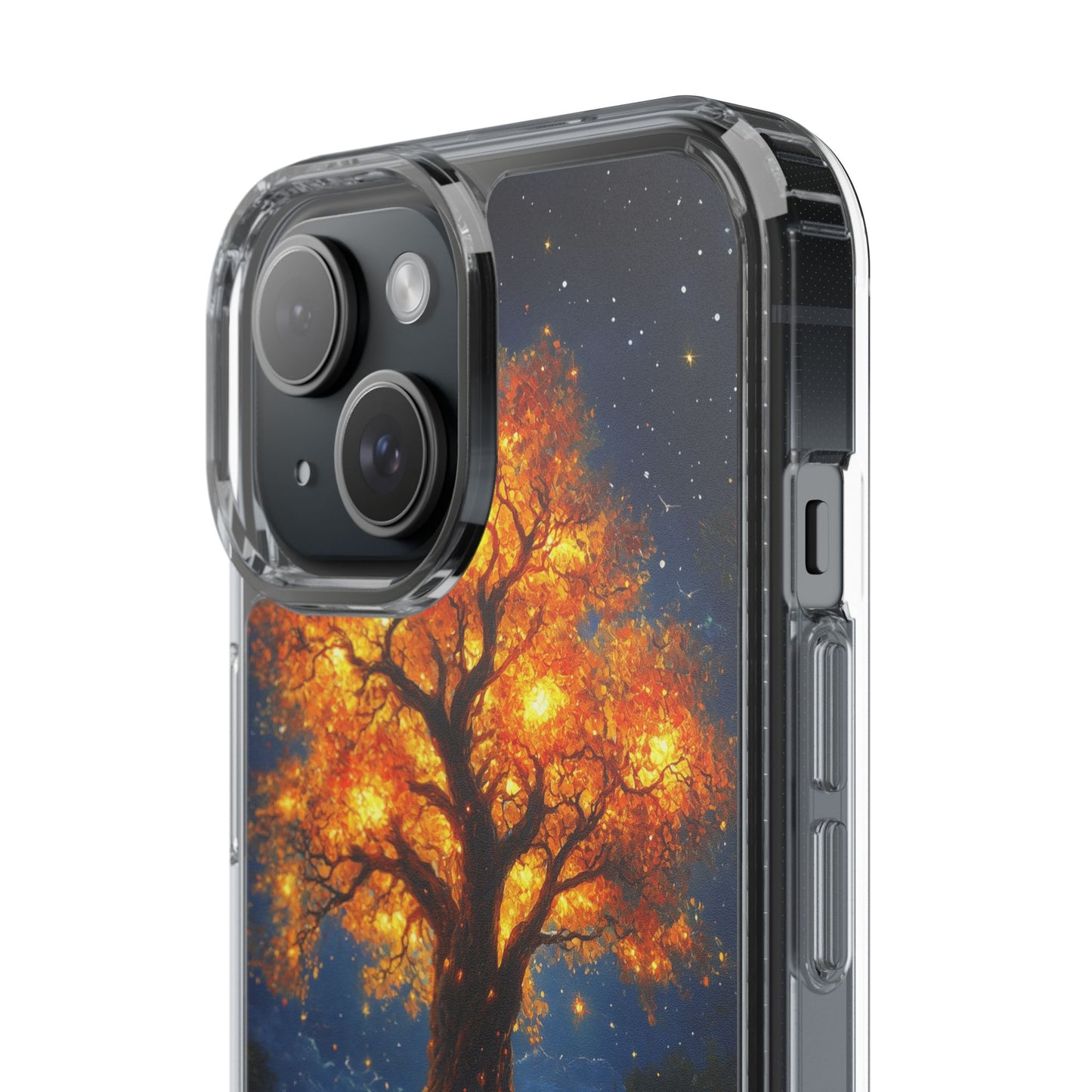 Nocturnal Illumination Tree Phone Case - Clear iPhone Cover with Glowing Autumn Design