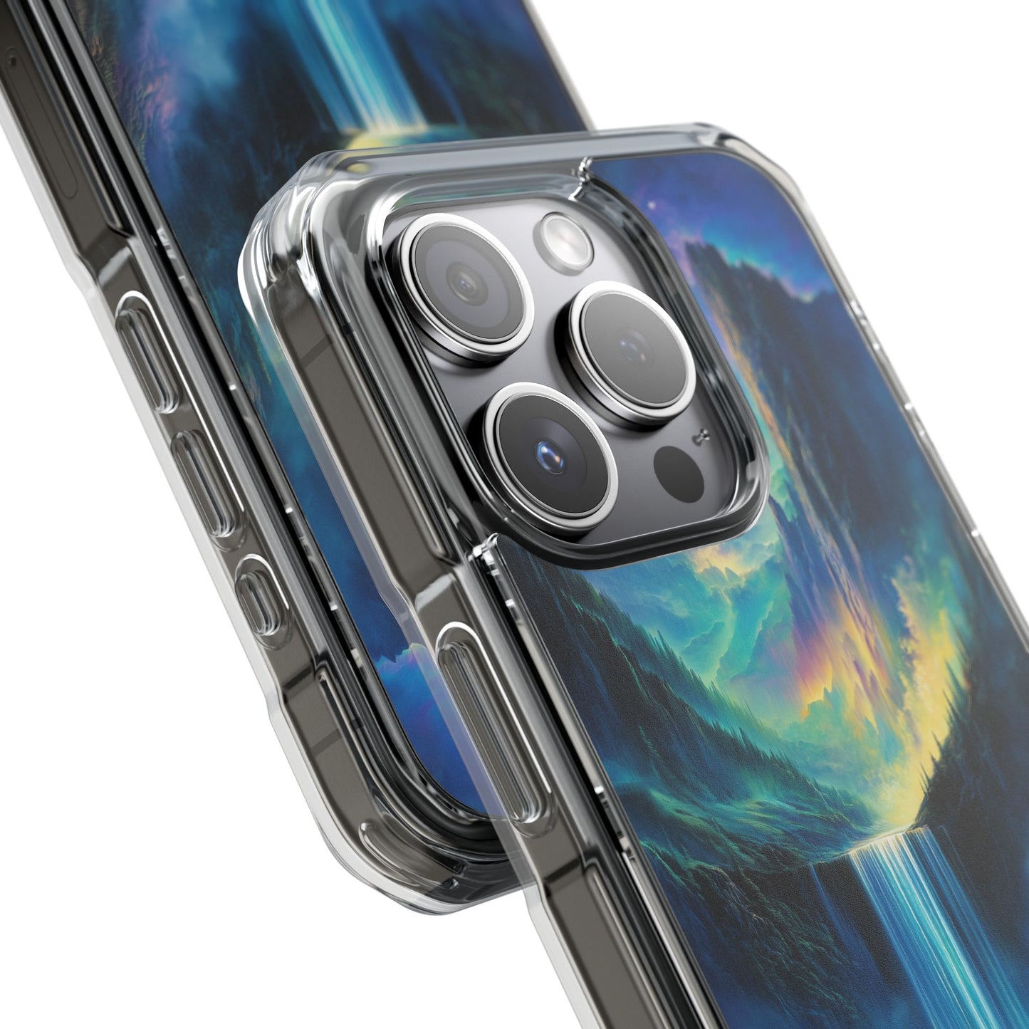 Cascading Aurora Waterfall Magnetic Clear Impact iPhone Case