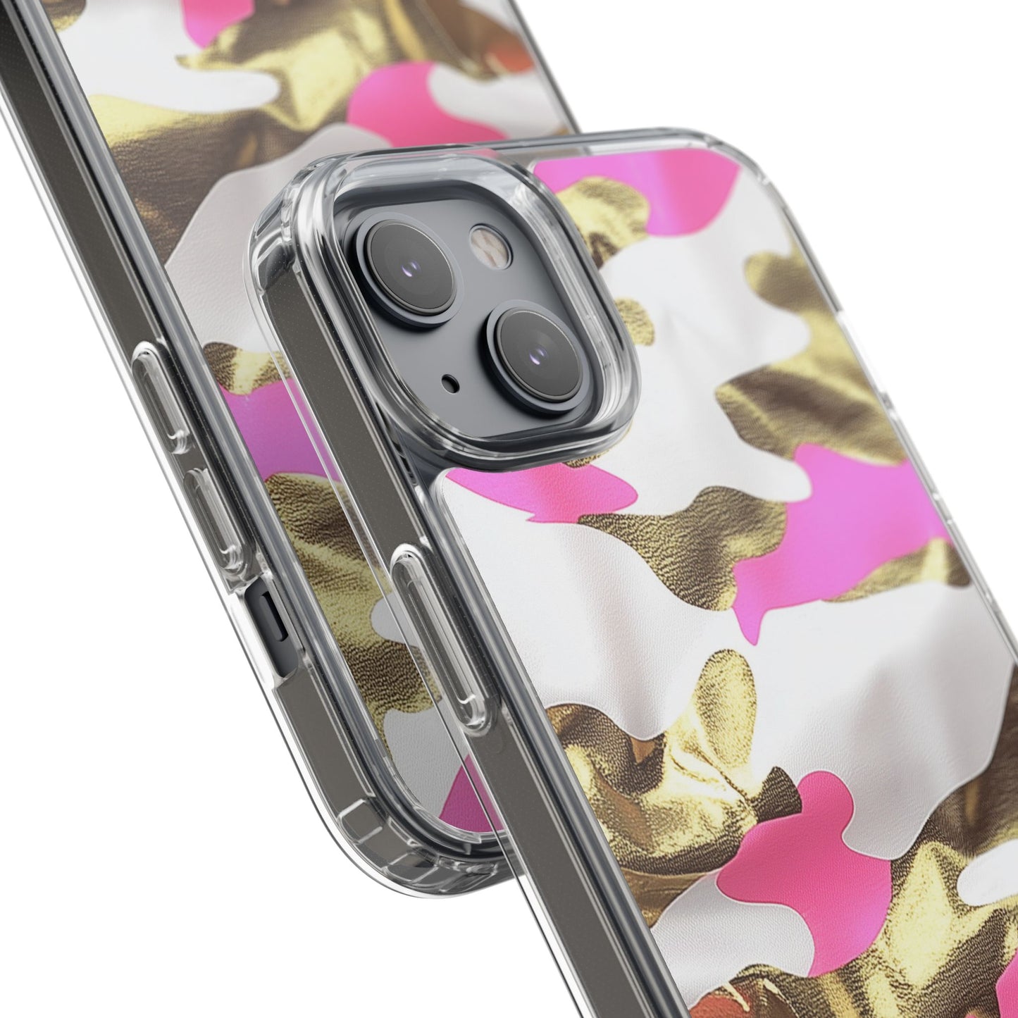 Gold and Pink Camo Phone Case – Stylish Clear Protective Design
