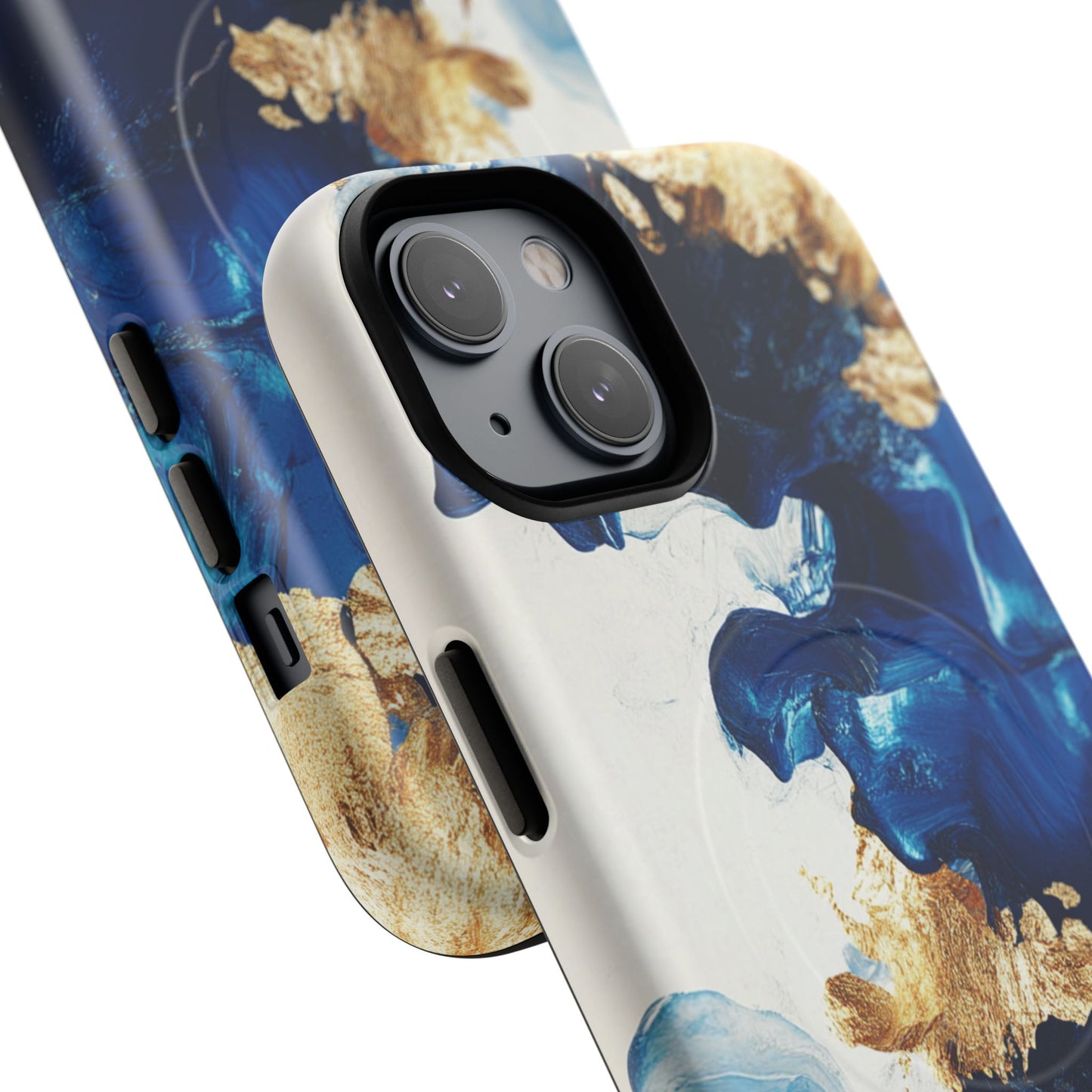 Stylish Tough Magnetic Phone Case – Durable & Chic Golden Blue Design for Smartphone Protection