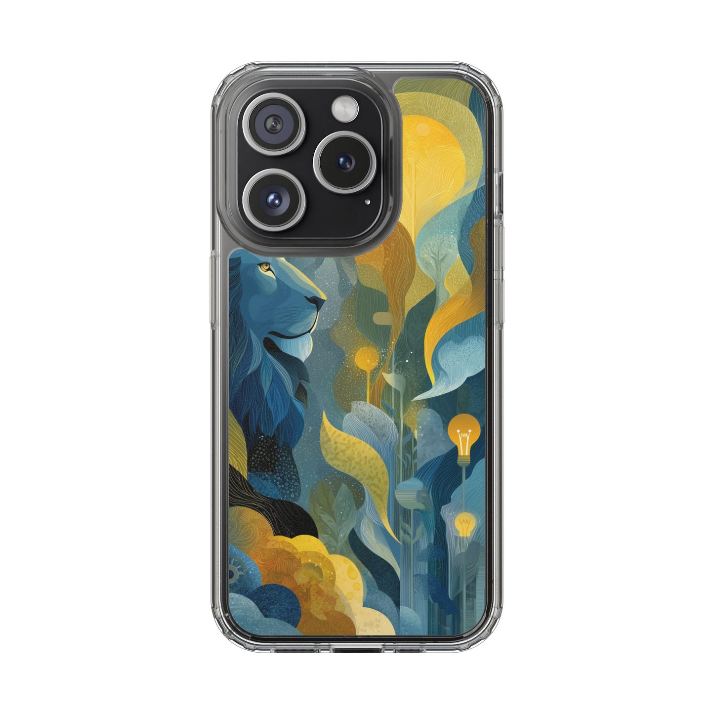Artistic Lion Design Clear Phone Case | Nature-Inspired Protection for Animal Lovers