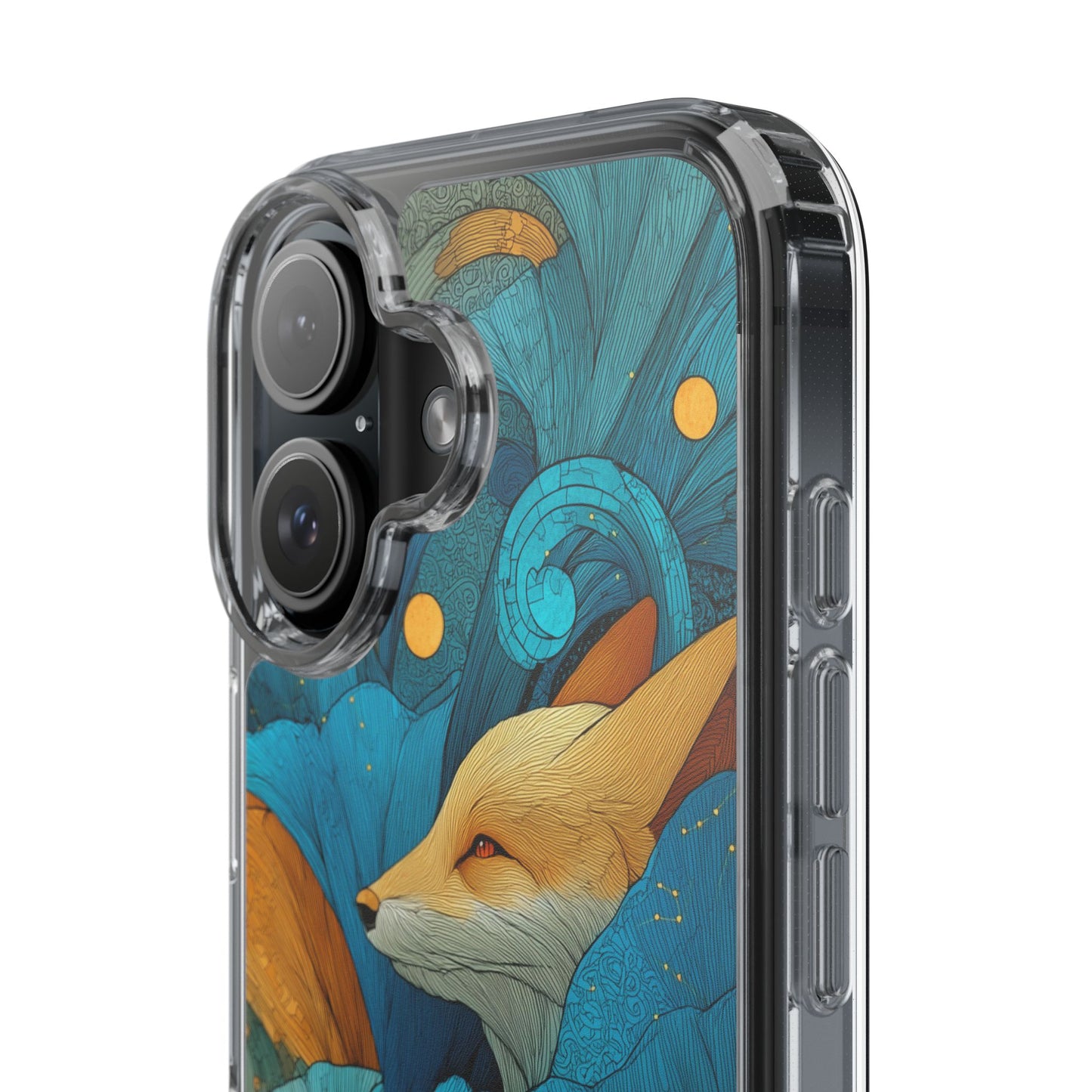 Vibrant Fox Clear Phone Case - Boho Floral iPhone Cover Nature Inspired Gift