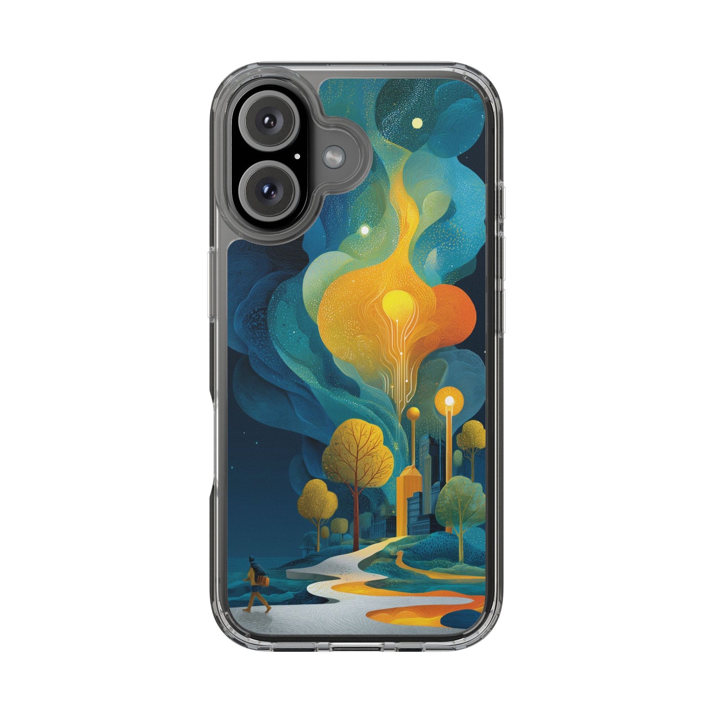 Electric City Forest Phone Case – Glowing Urban Jungle with Vibrant Nature Fusion