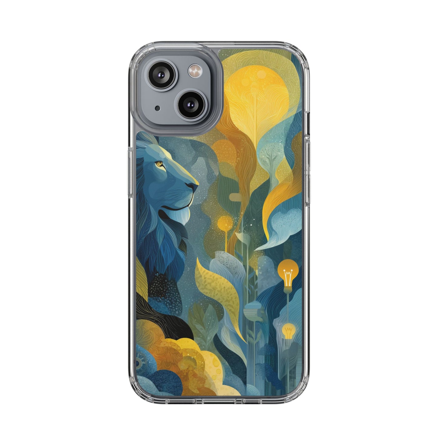 Artistic Lion Design Clear Phone Case | Nature-Inspired Protection for Animal Lovers