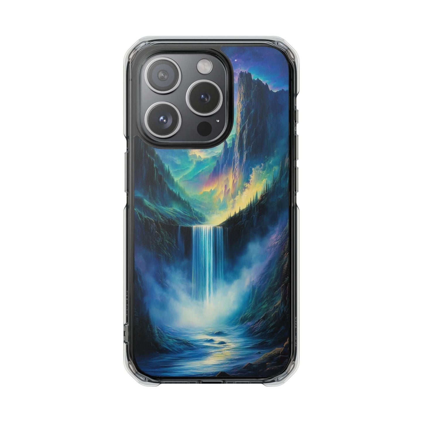 Cascading Aurora Waterfall Magnetic Clear Impact iPhone Case