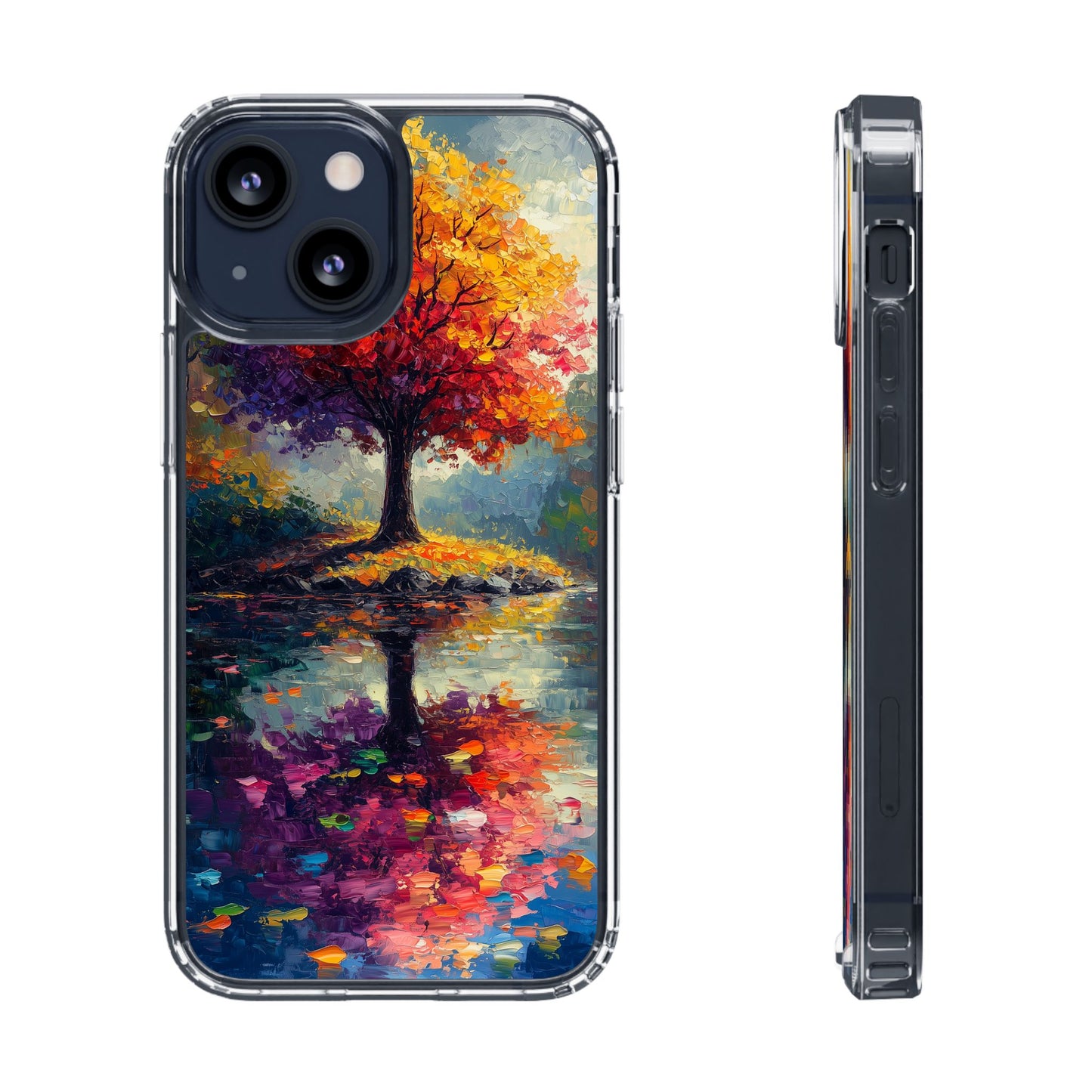 Autumn Landscape Phone Case - Clear Case with Vibrant Tree Design