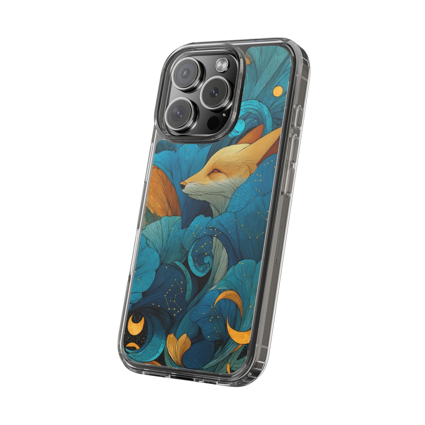 Vibrant Fox Clear Phone Case - Boho Floral iPhone Cover Nature Inspired Gift