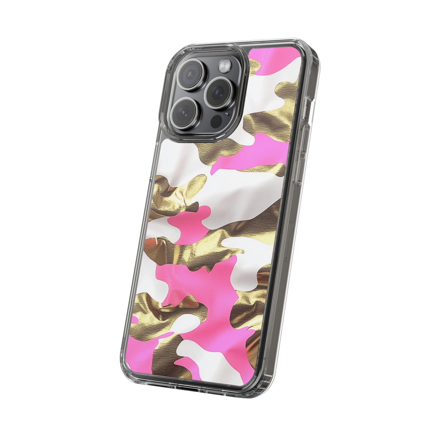 Gold and Pink Camo Phone Case – Stylish Clear Protective Design