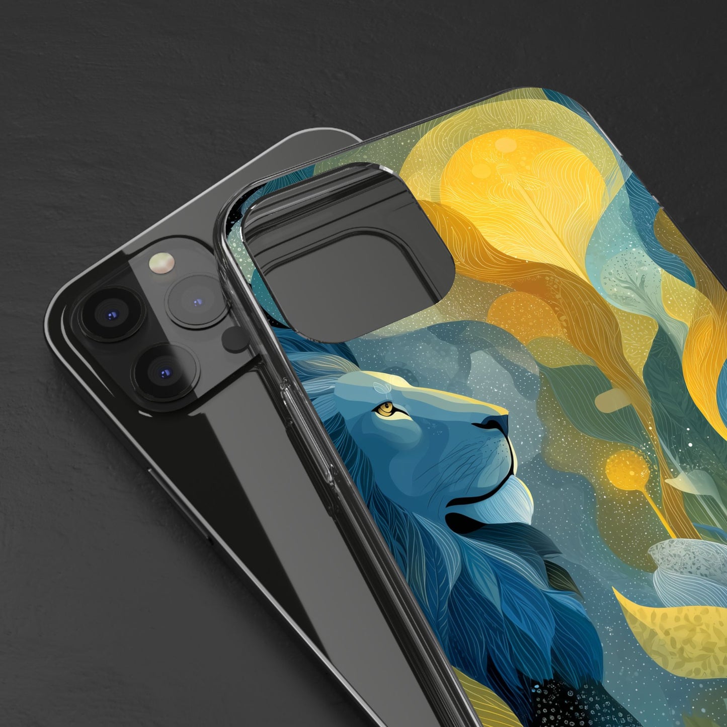 Artistic Lion Design Clear Phone Case | Nature-Inspired Protection for Animal Lovers