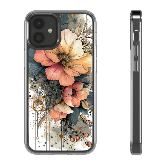 Floral Clear iPhone Case - Elegant Floral Boho Design