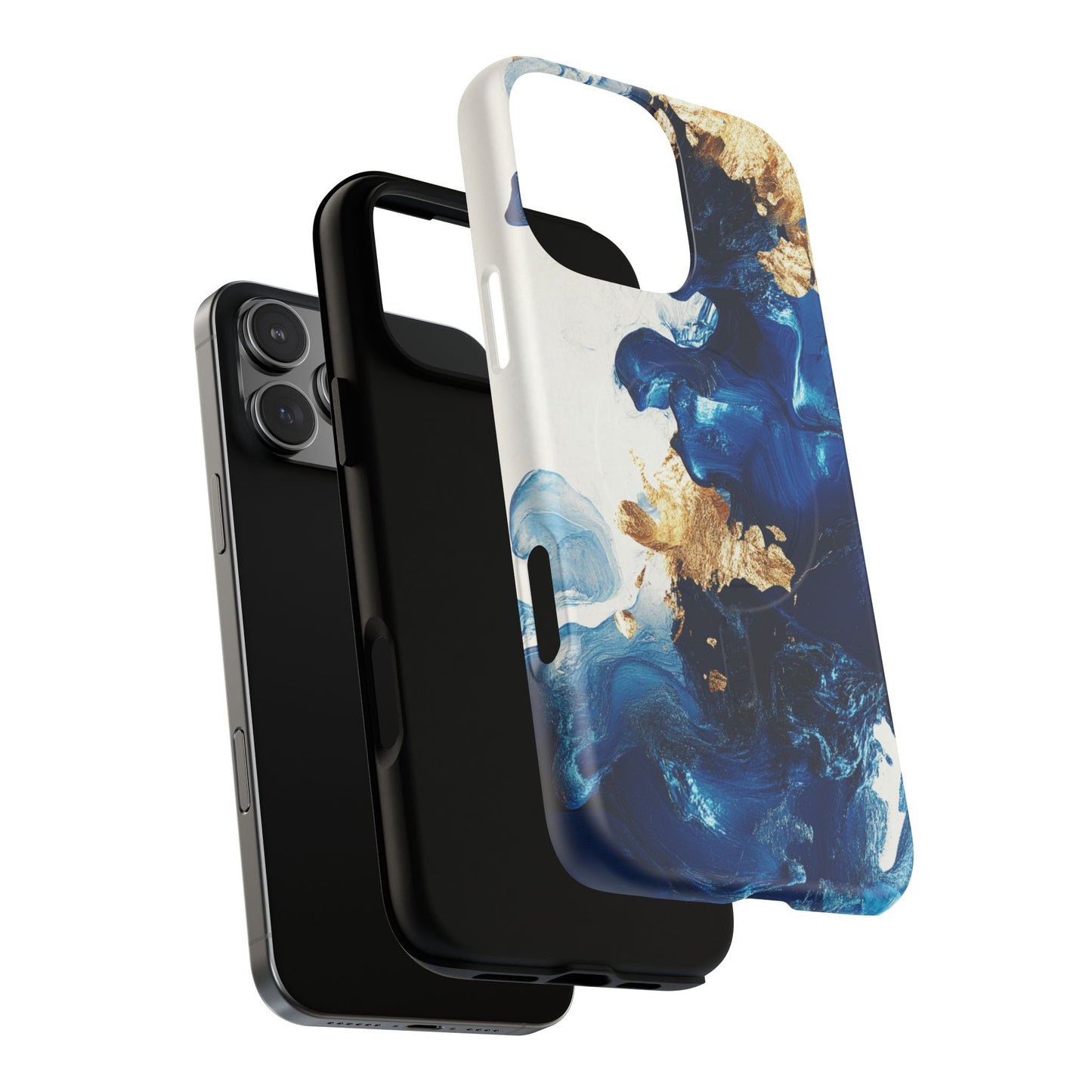 Stylish Tough Magnetic Phone Case – Durable & Chic Golden Blue Design for Smartphone Protection