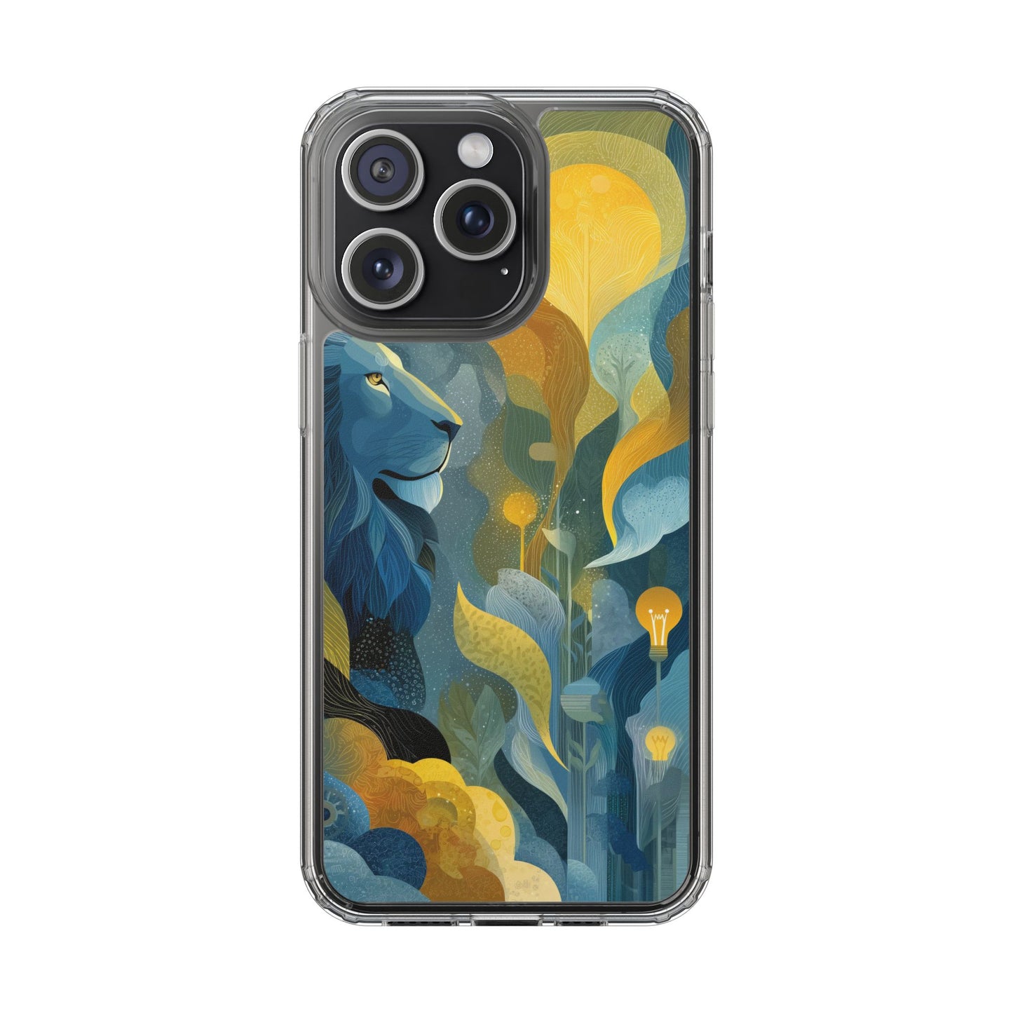 Artistic Lion Design Clear Phone Case | Nature-Inspired Protection for Animal Lovers