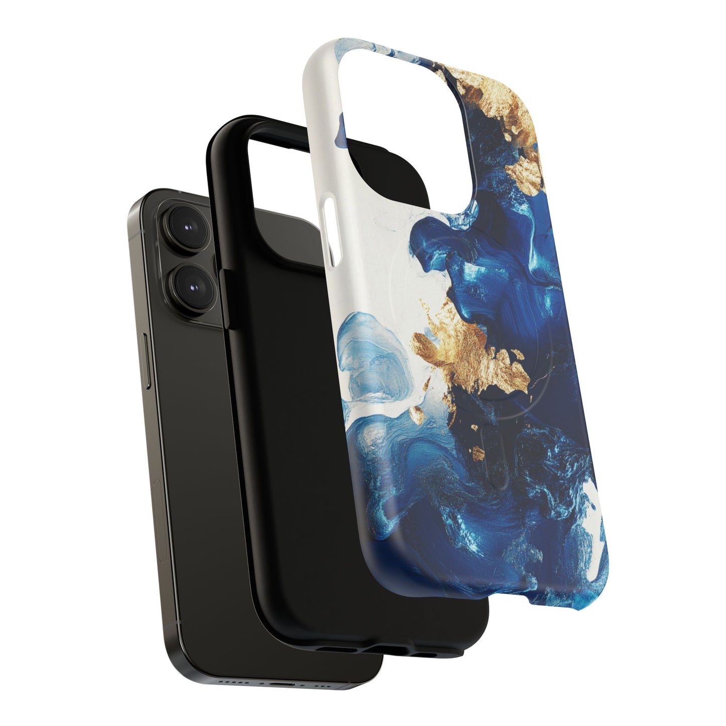 Stylish Tough Magnetic Phone Case – Durable & Chic Golden Blue Design for Smartphone Protection