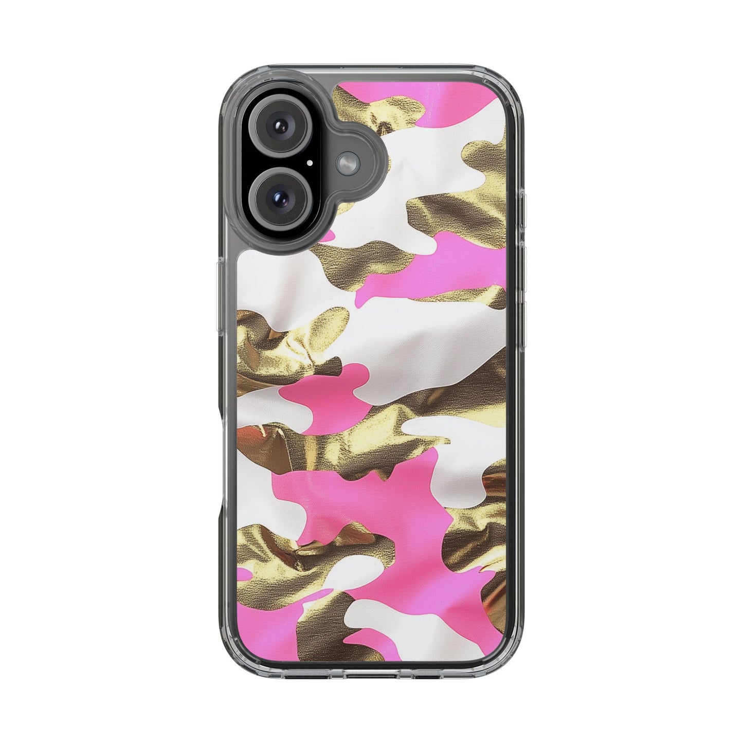 Gold and Pink Camo Phone Case – Stylish Clear Protective Design