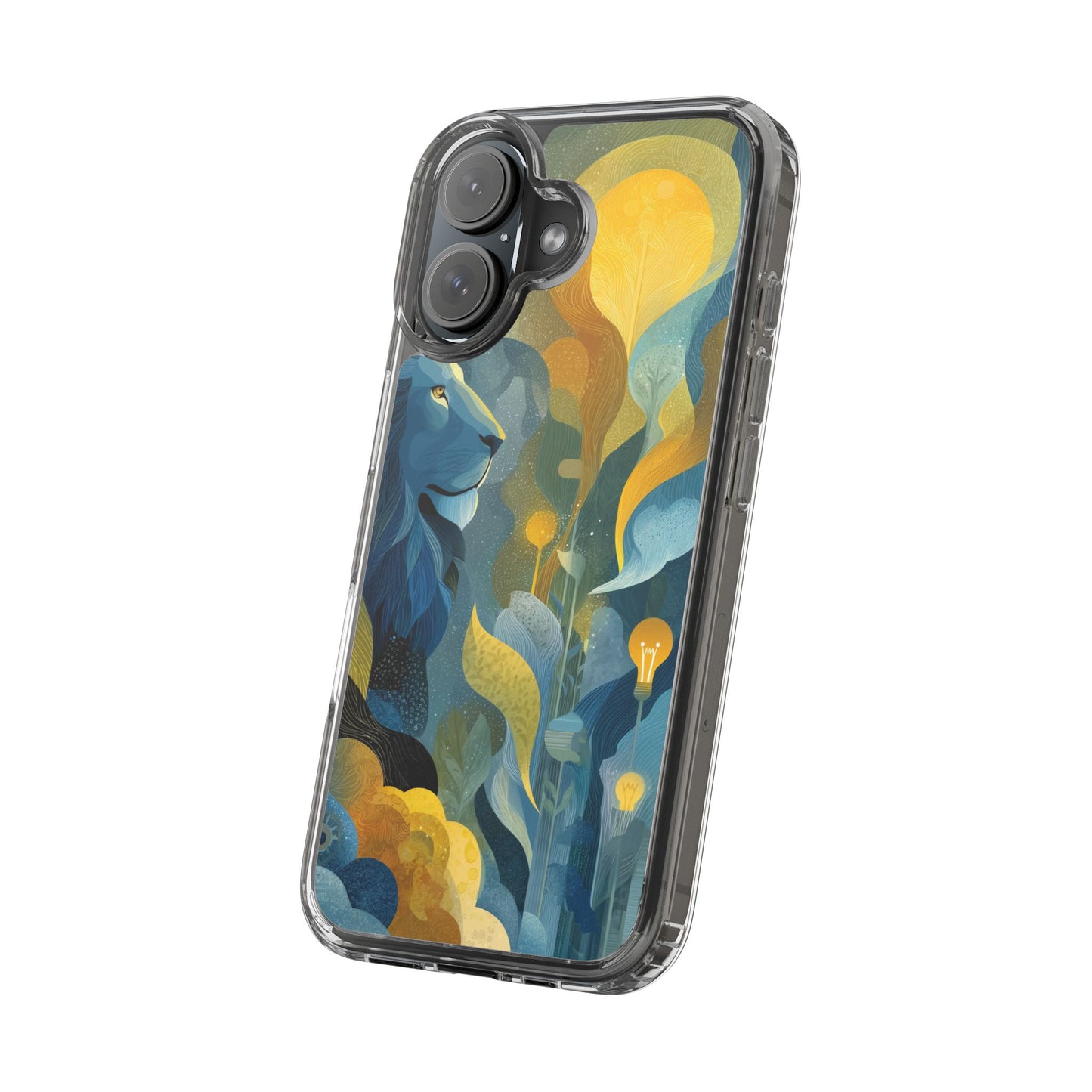 Artistic Lion Design Clear Phone Case | Nature-Inspired Protection for Animal Lovers