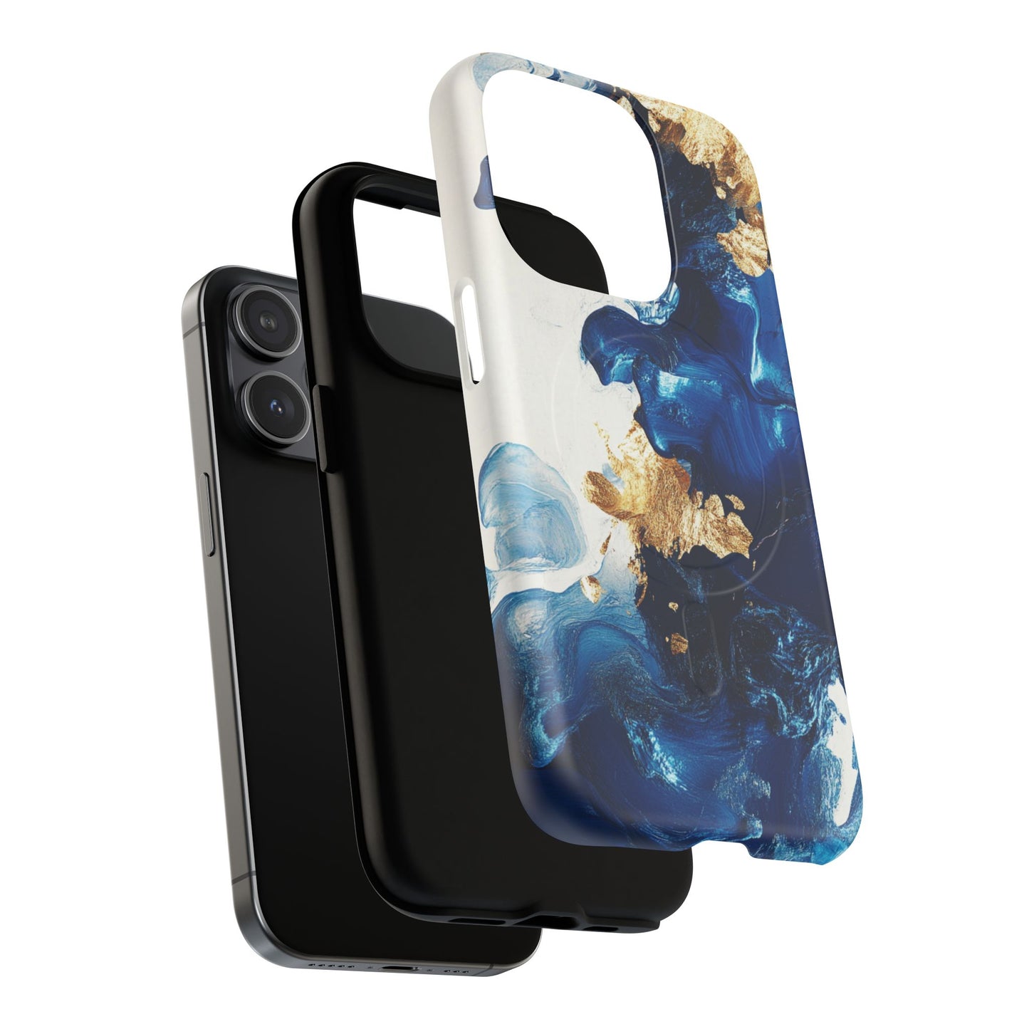 Stylish Tough Magnetic Phone Case – Durable & Chic Golden Blue Design for Smartphone Protection