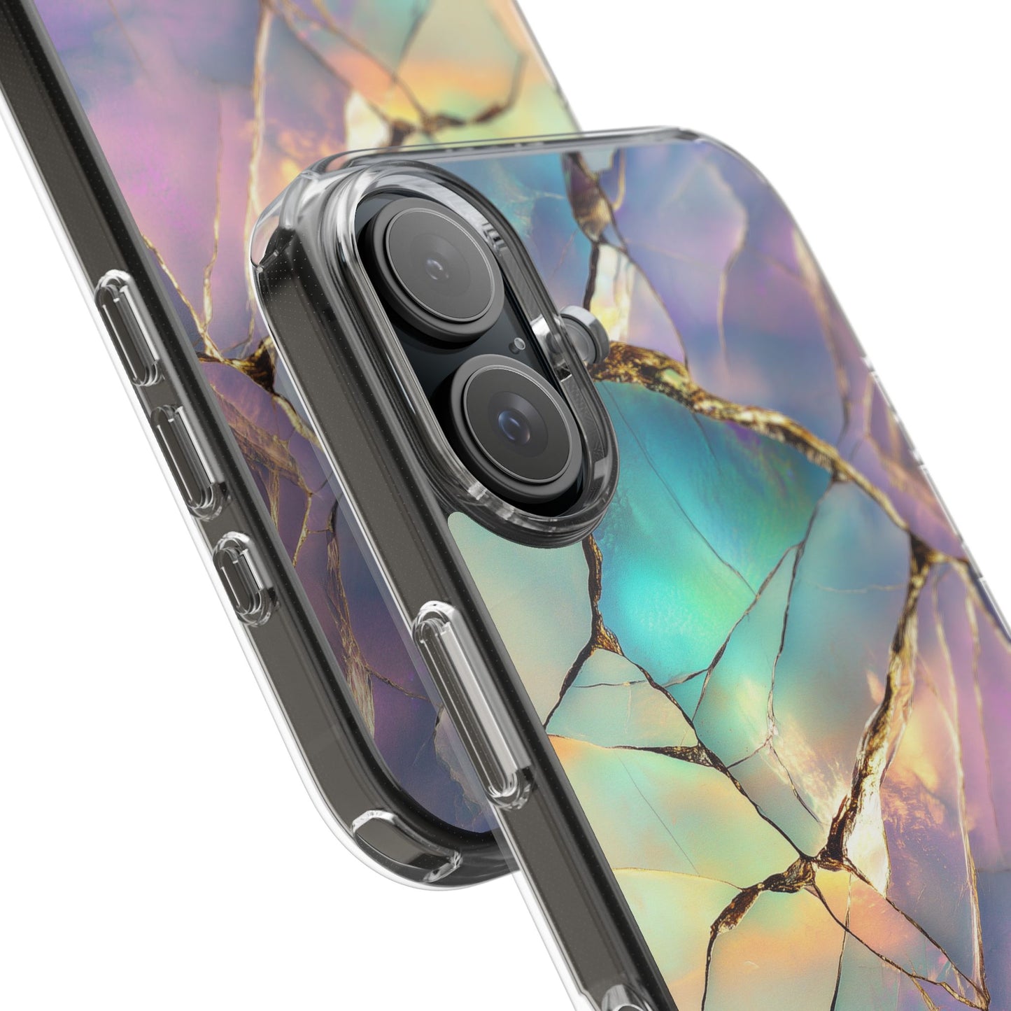 Iridescent Gold Fractured Marble Elegant Clear iPhone Case