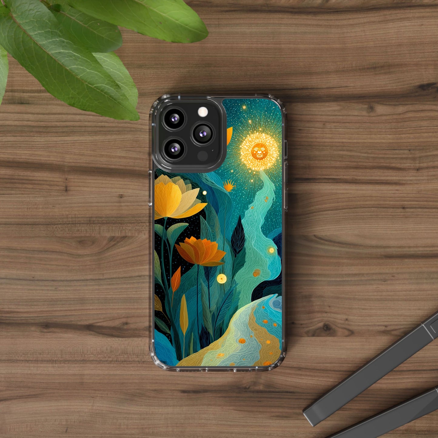 Deep Radiant Nature - Clear iPhone Case with Floral Design