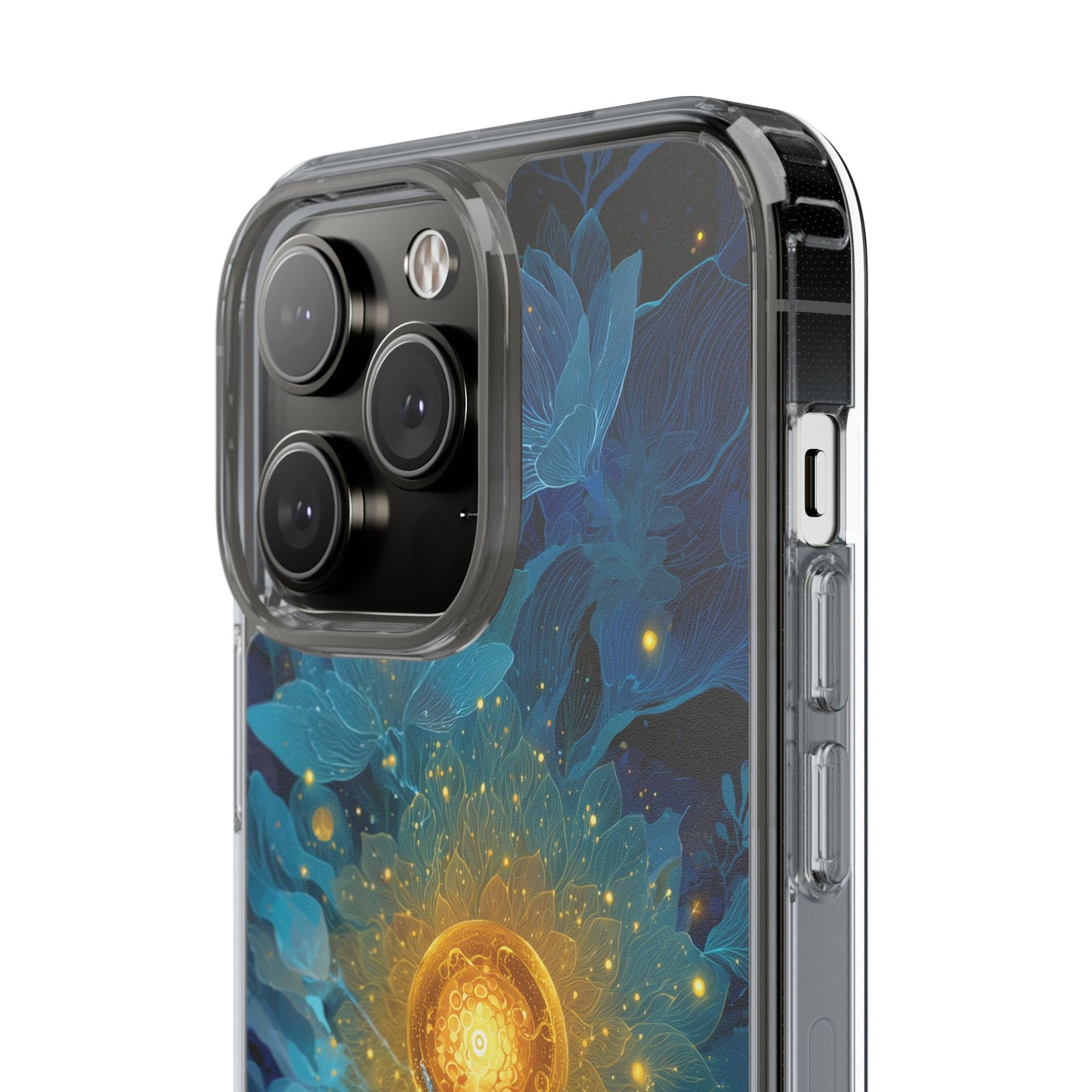 Celestial Nocturnal Bloom Clear Phone Case - Protective, Artistic Design for Nature Lovers