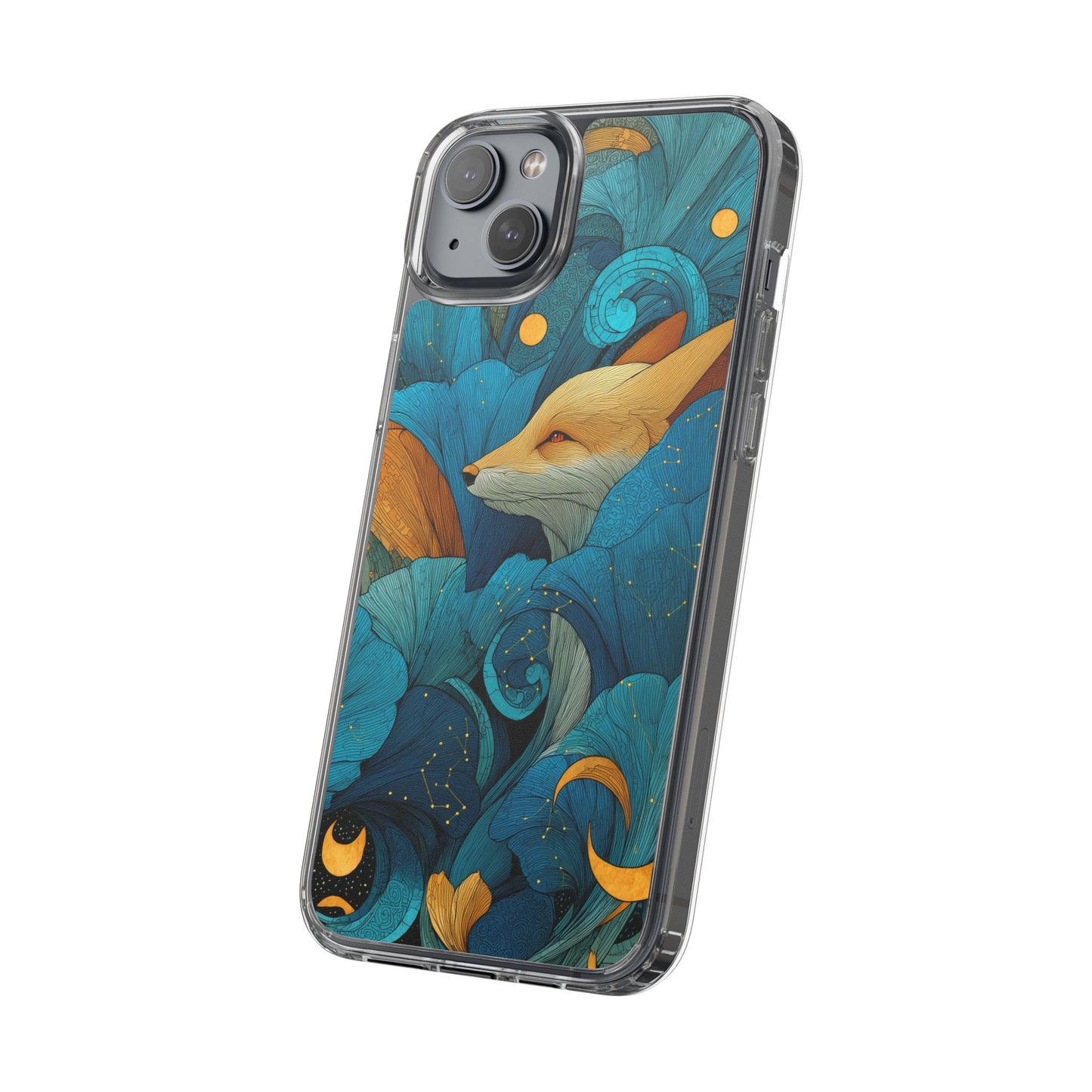 Vibrant Fox Clear Phone Case - Boho Floral iPhone Cover Nature Inspired Gift