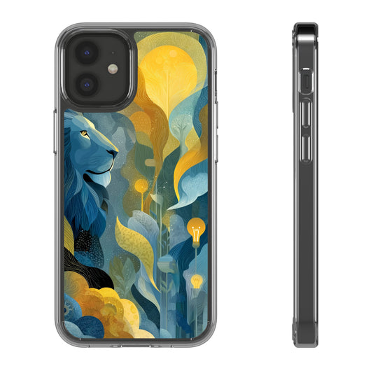 Artistic Lion Design Clear Phone Case | Nature-Inspired Protection for Animal Lovers