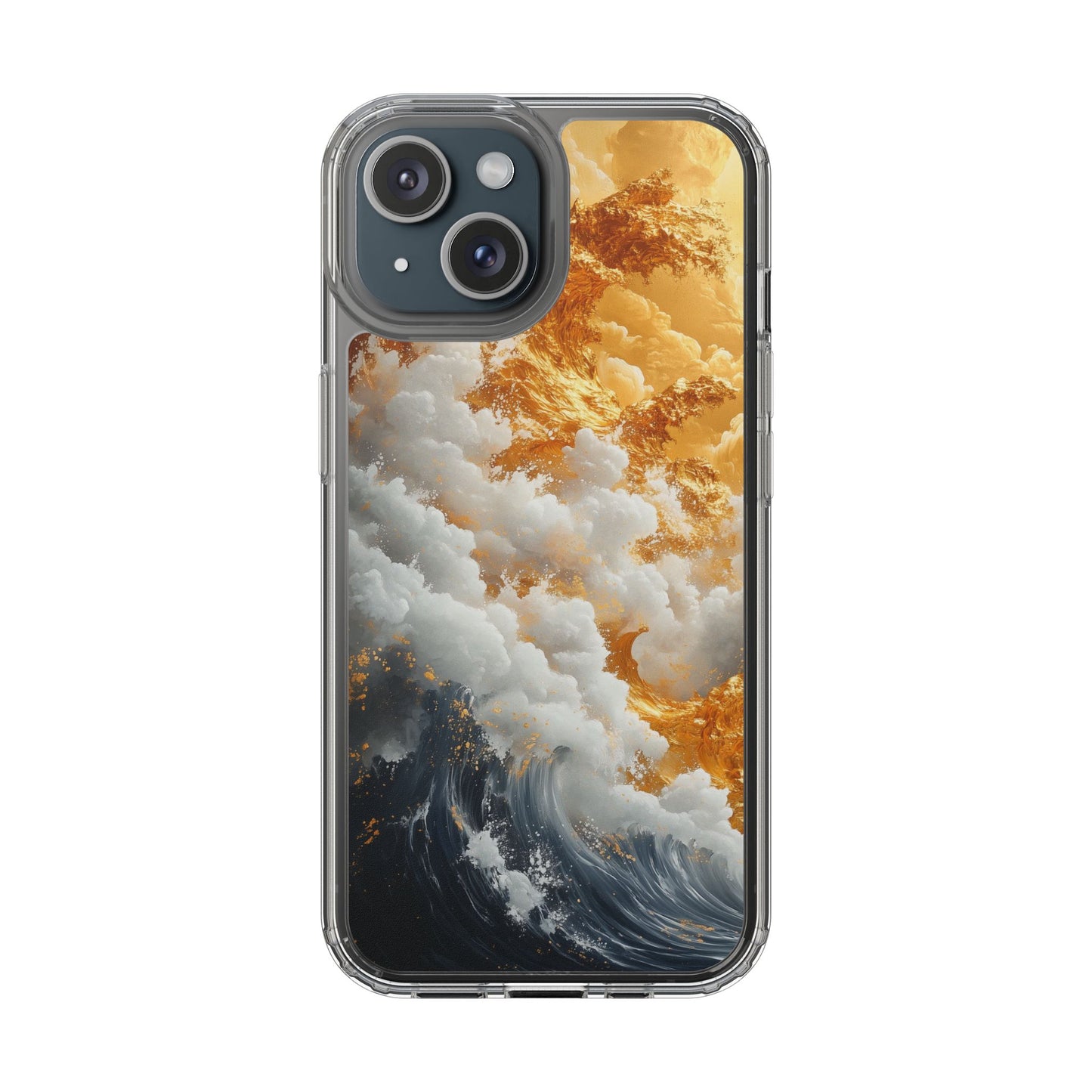 Golden Wave Clear iPhone Case - Stylish Protection for Your Smartphone
