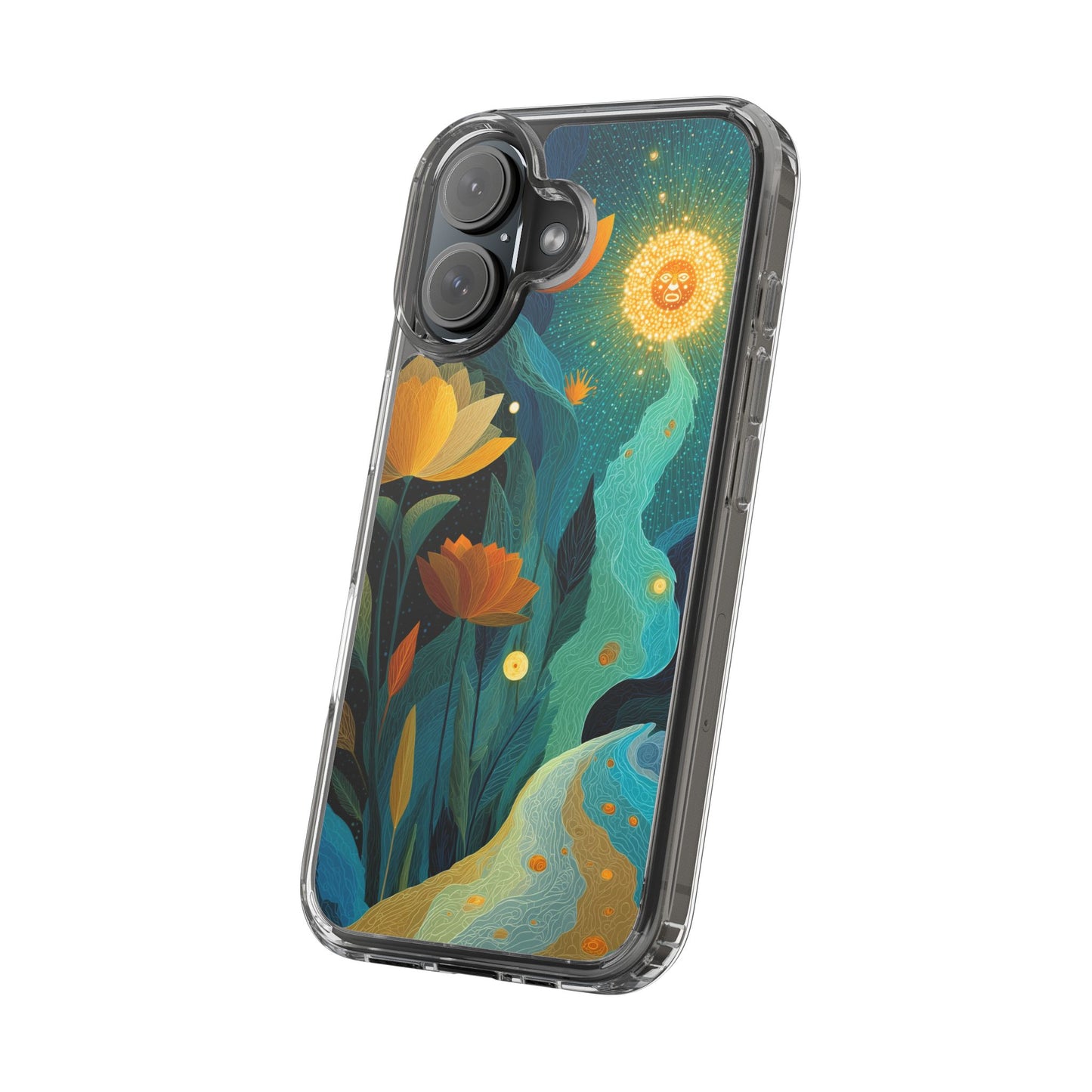 Deep Radiant Nature - Clear iPhone Case with Floral Design