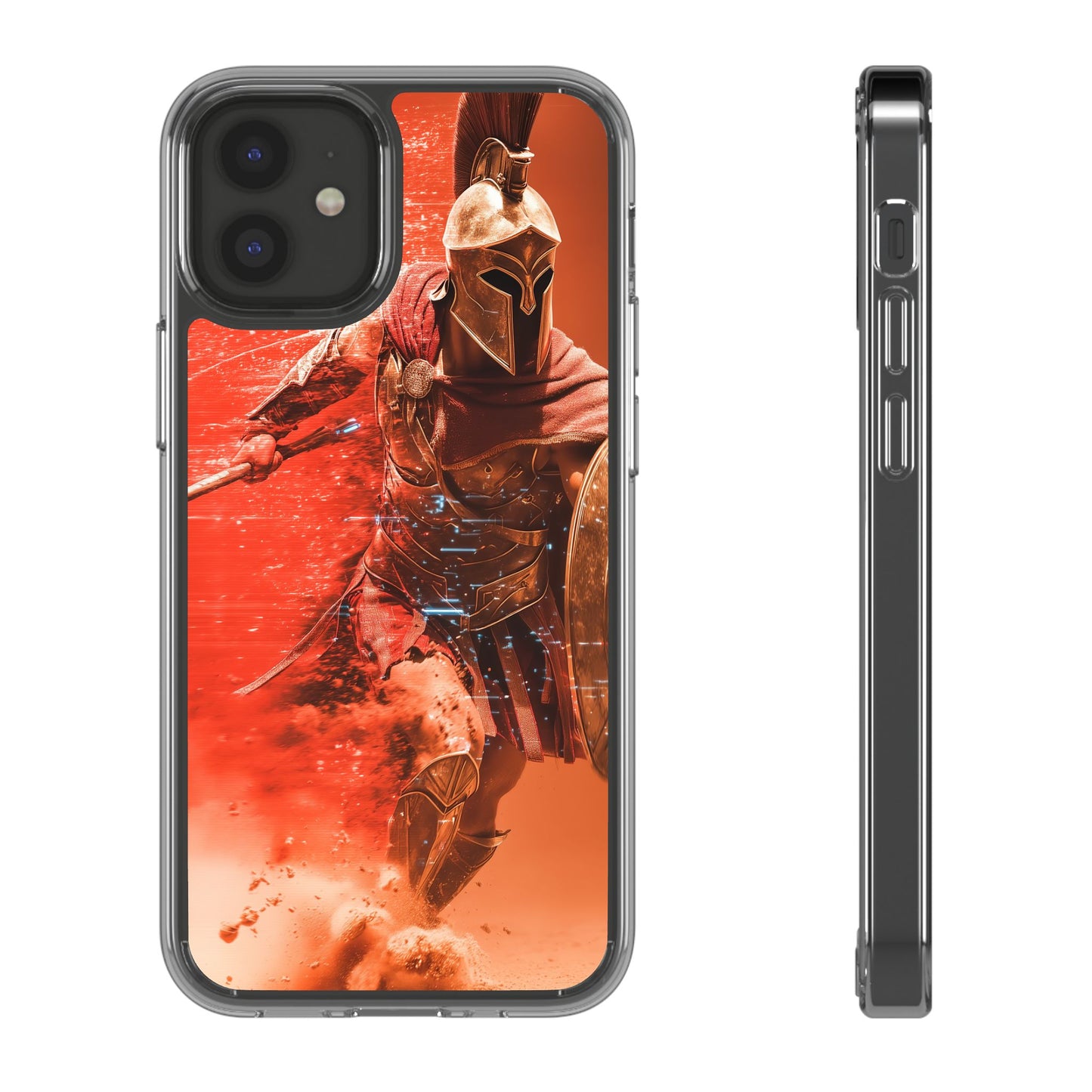 Spartan "Big Duster" Warrior Clear Phone Case - Unique Design for Protection & Style