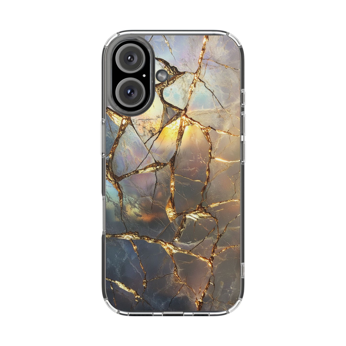 Iridescent Gold Marble Clear iPhone Case