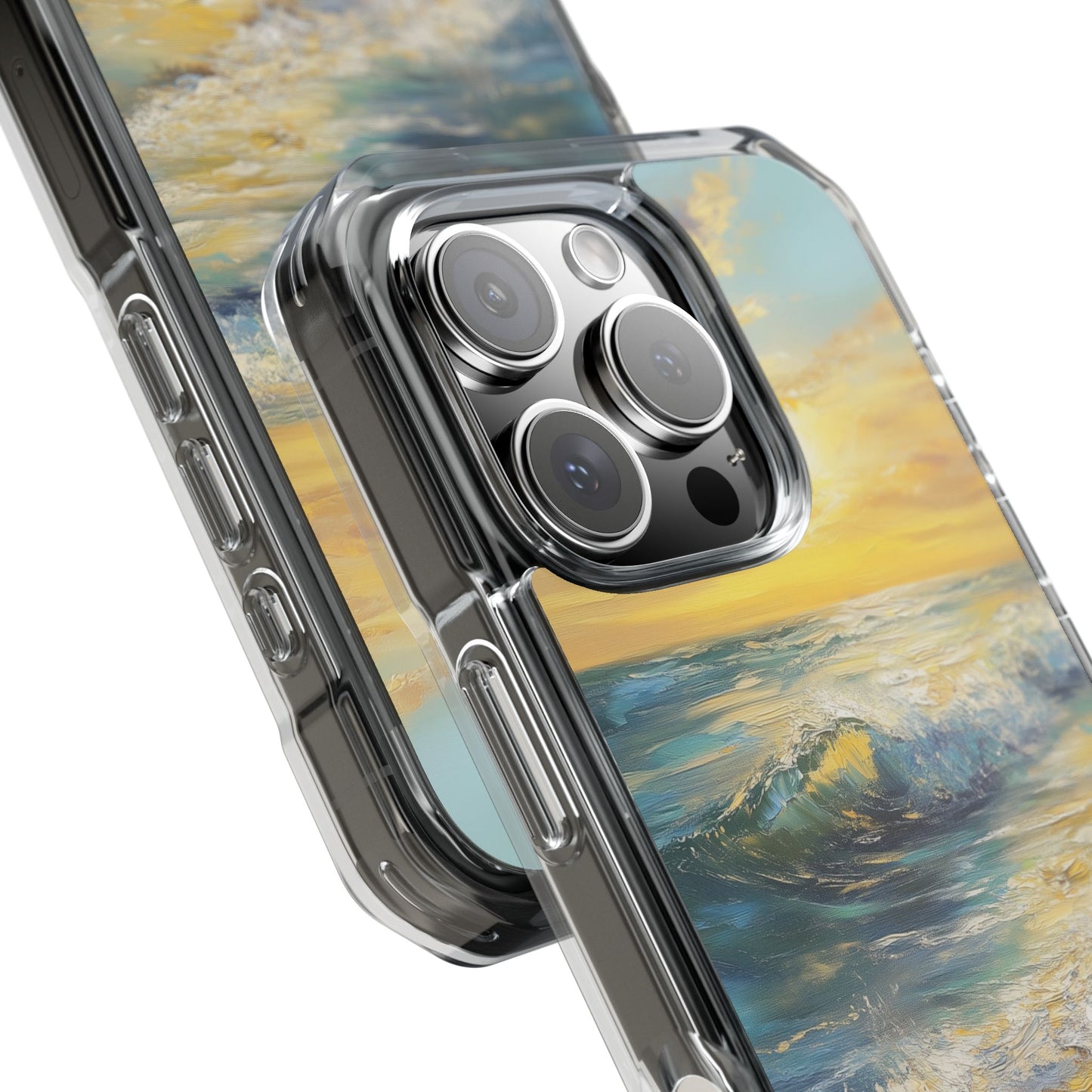 Ocean Sunset Oil Painting Magnetic Clear Impact iPhone Case