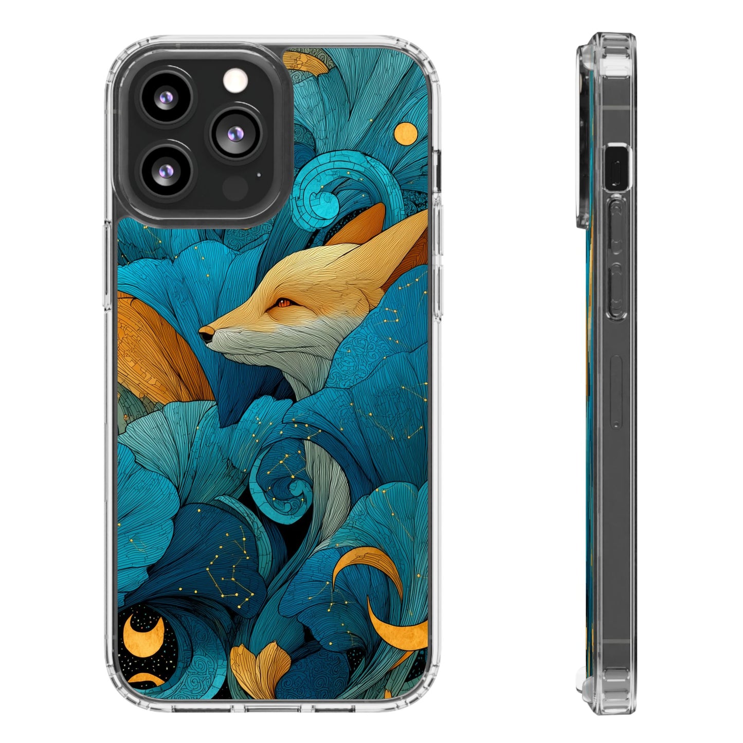 Vibrant Fox Clear Phone Case - Boho Floral iPhone Cover Nature Inspired Gift